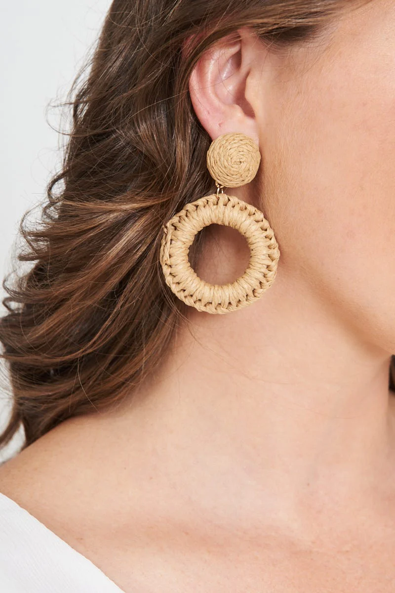 Lalla Drop Earrings In Woven Rattan - Image 5