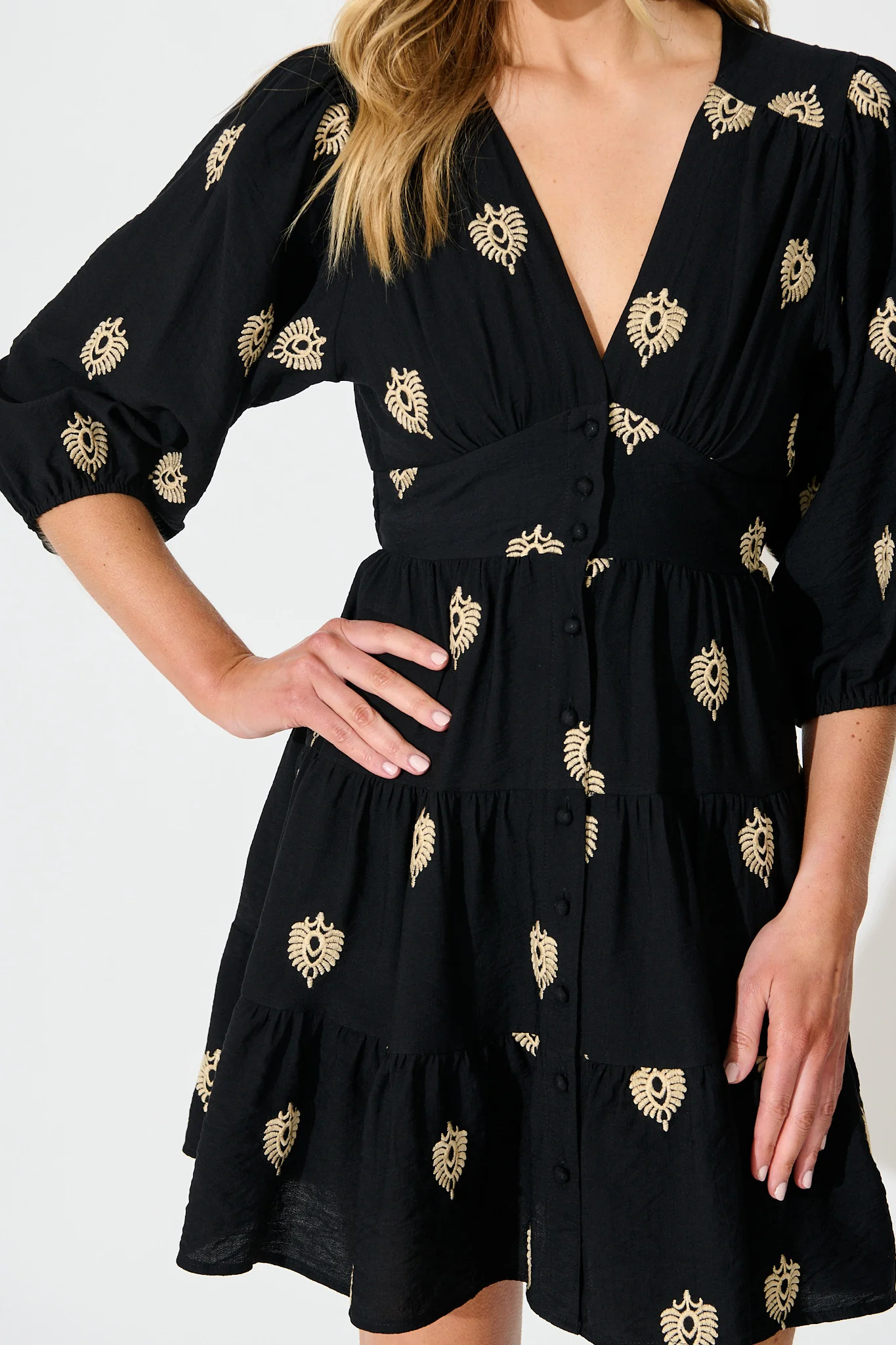 Lanetta Dress in Black Embroidery - Image 5