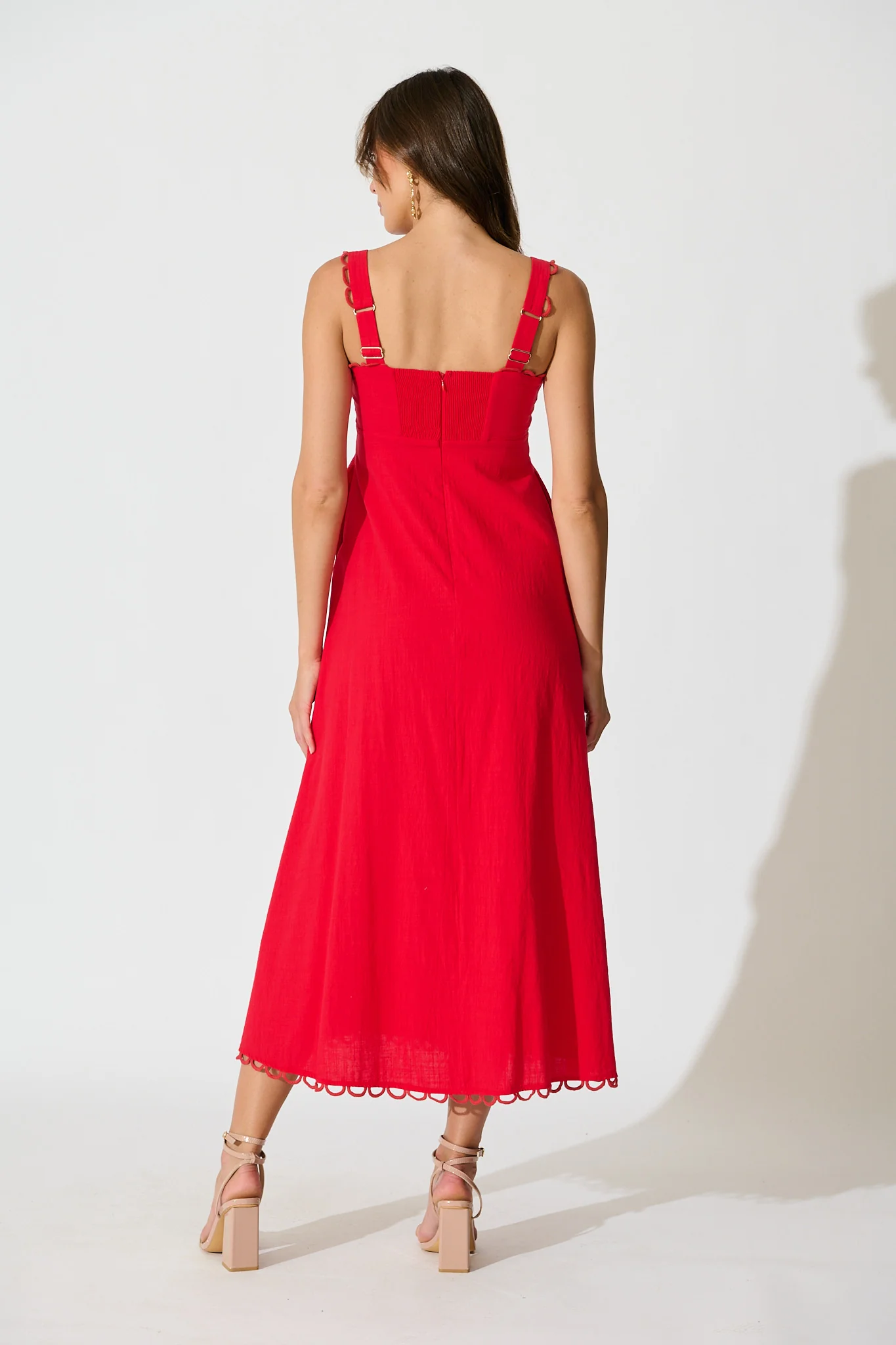 Lauella Maxi Sundress in Red Cotton - Image 4