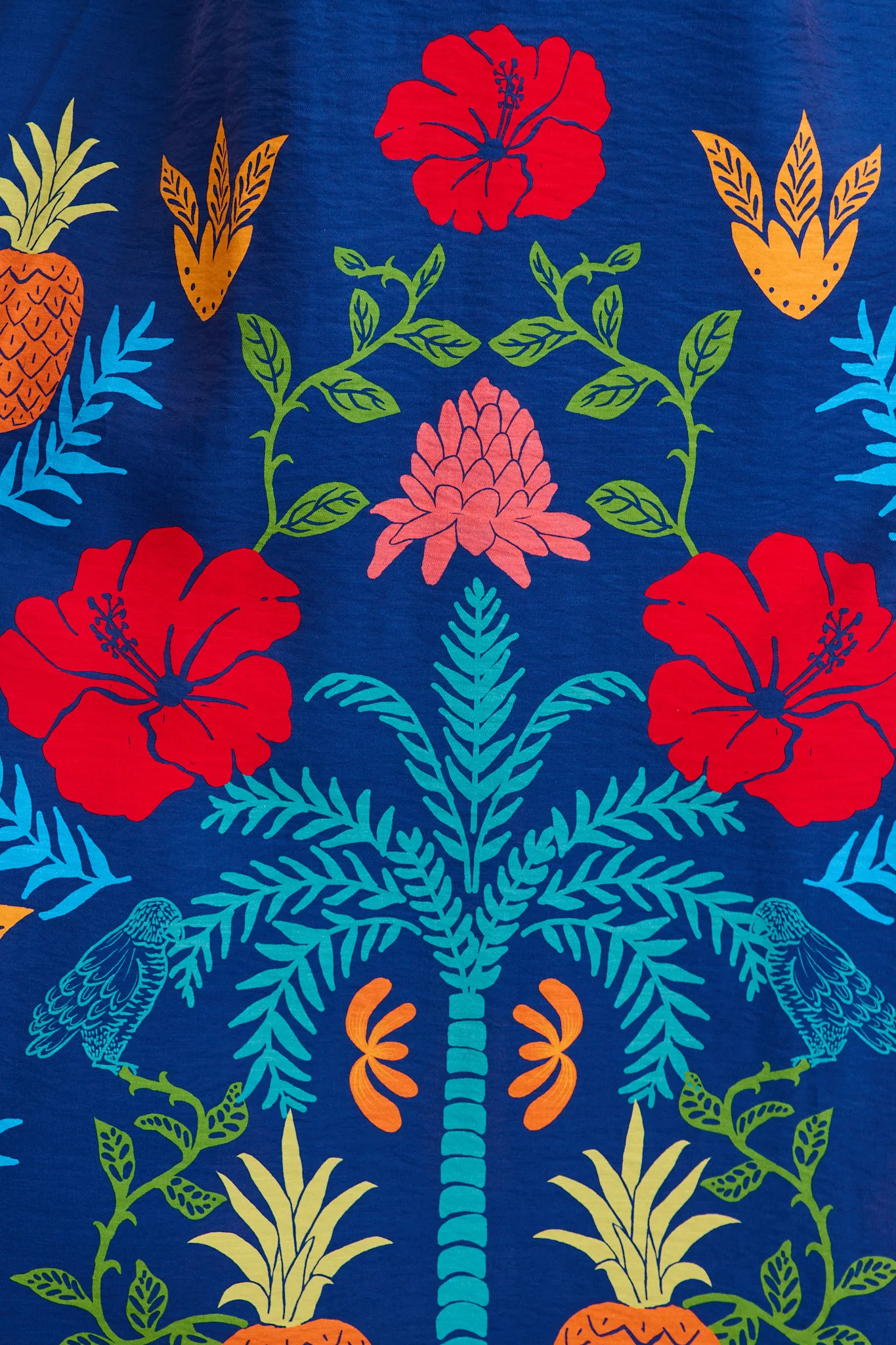 Lavara Maxi Sundress in Navy Multi Tropical Linen Blend - Image 6