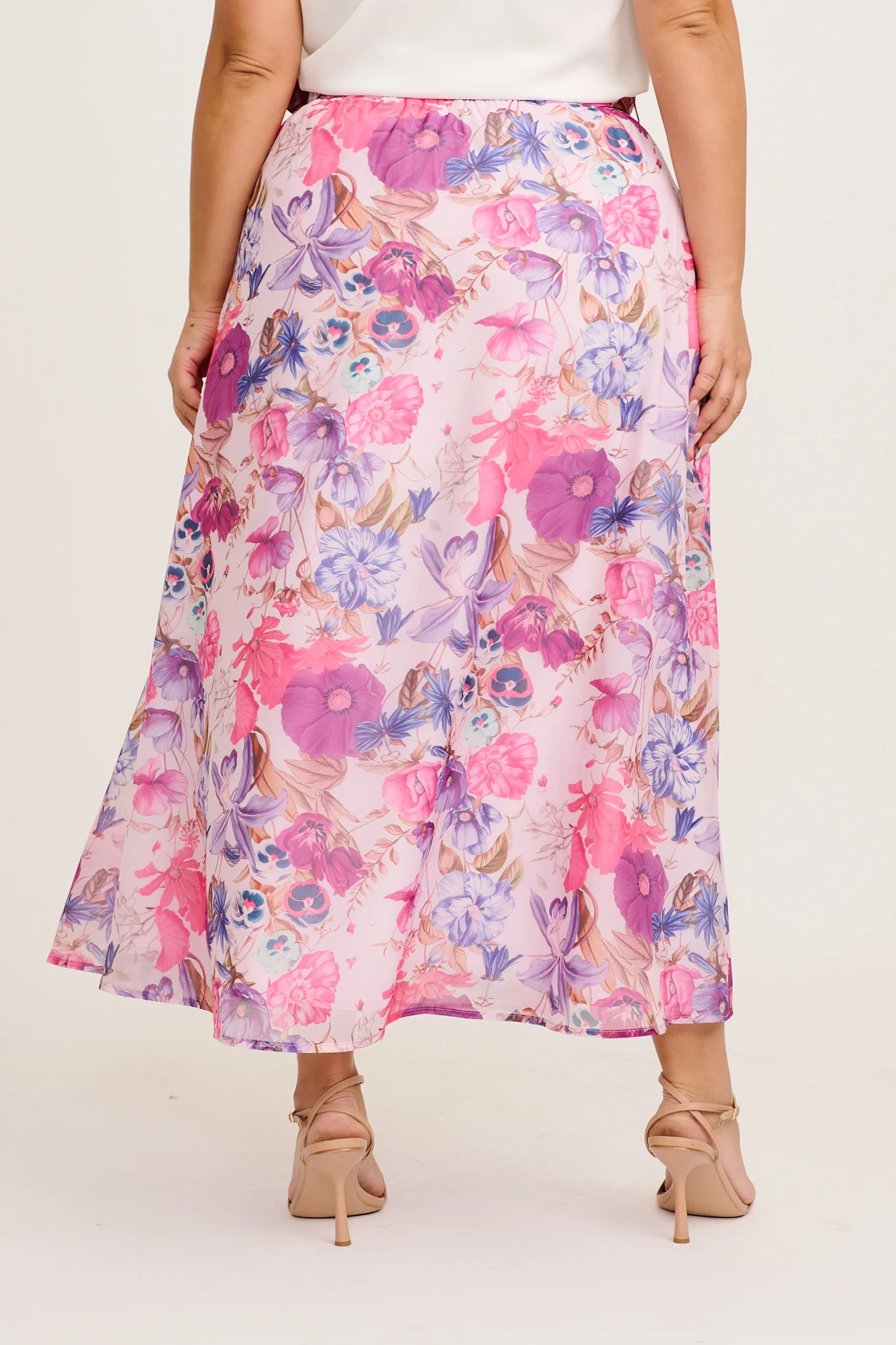 Lavish Luxe Maxi Skirt in Purple Floral Organza - Image 9