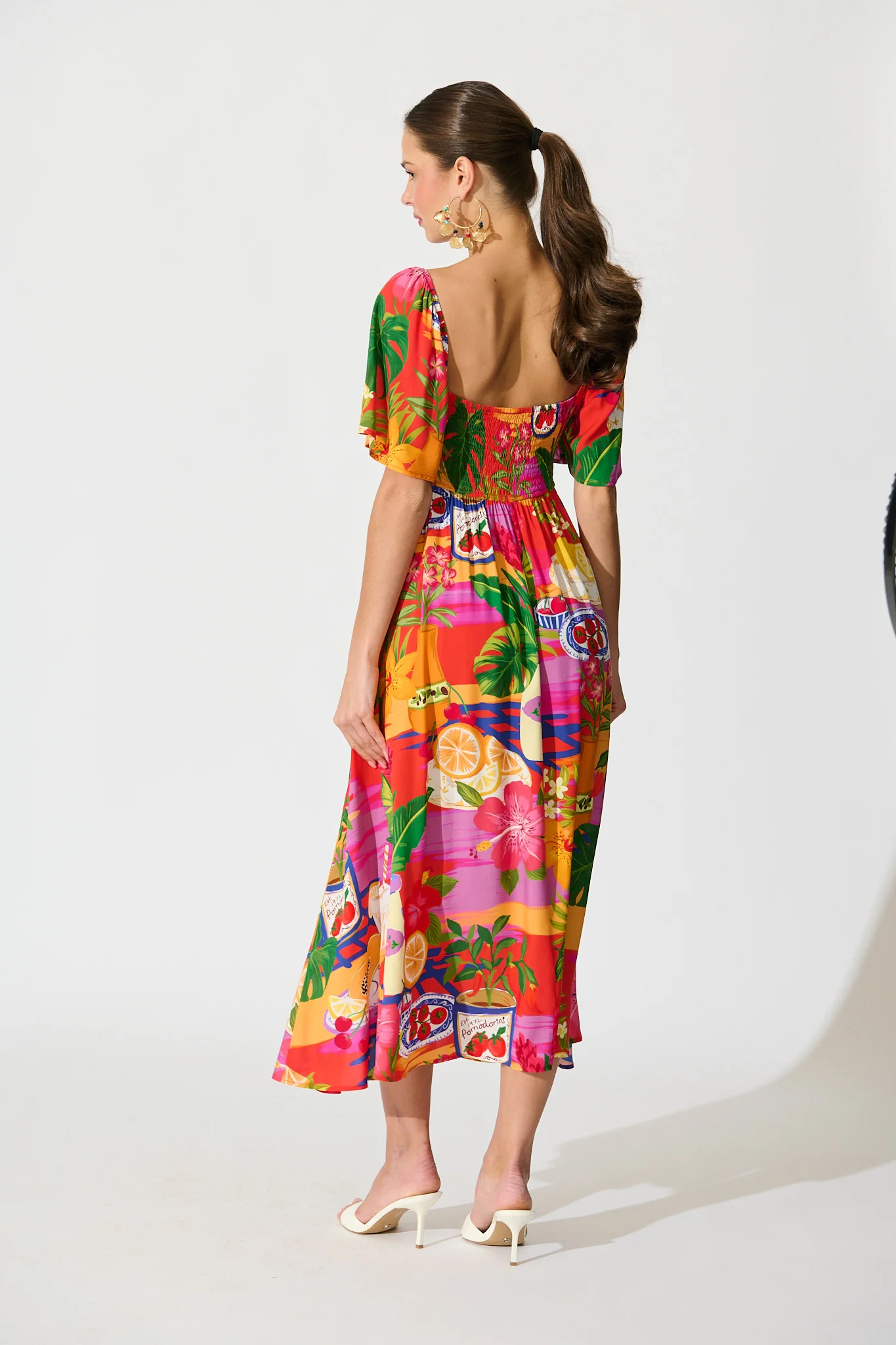 lazure Midi Dress in Purple Multi Print - Image 4