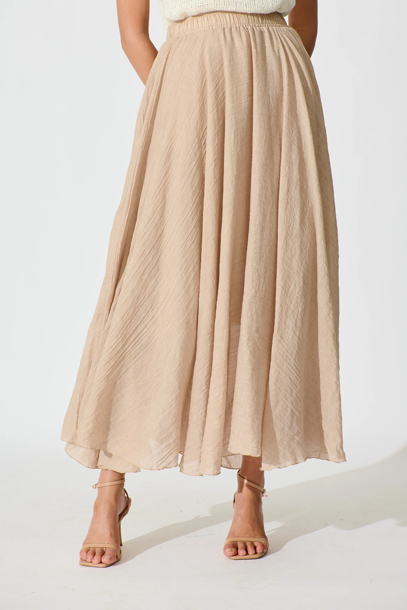 Leora Maxi Skirt in Taupe Cotton