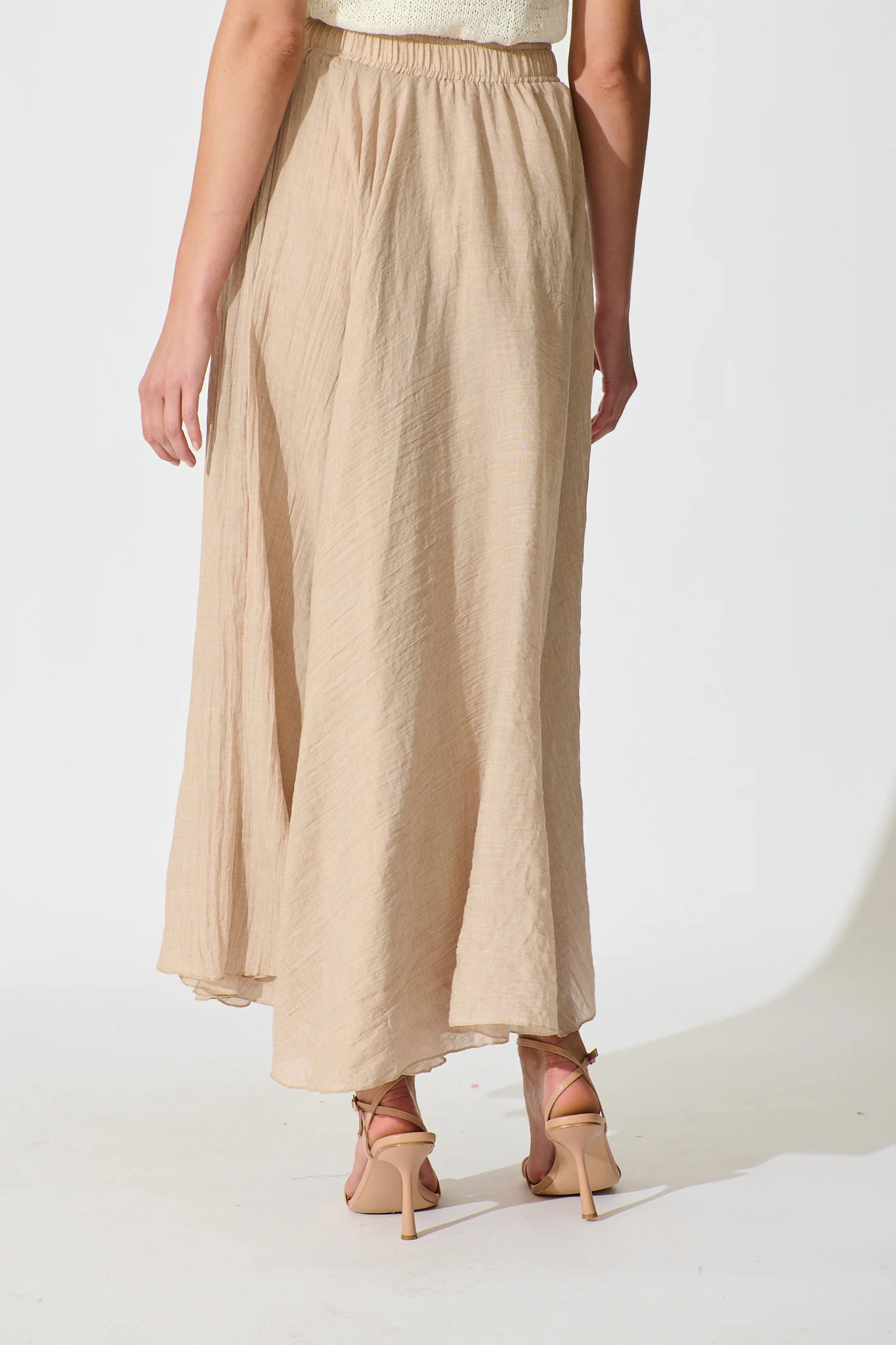 Leora Maxi Skirt in Taupe Cotton - Image 3