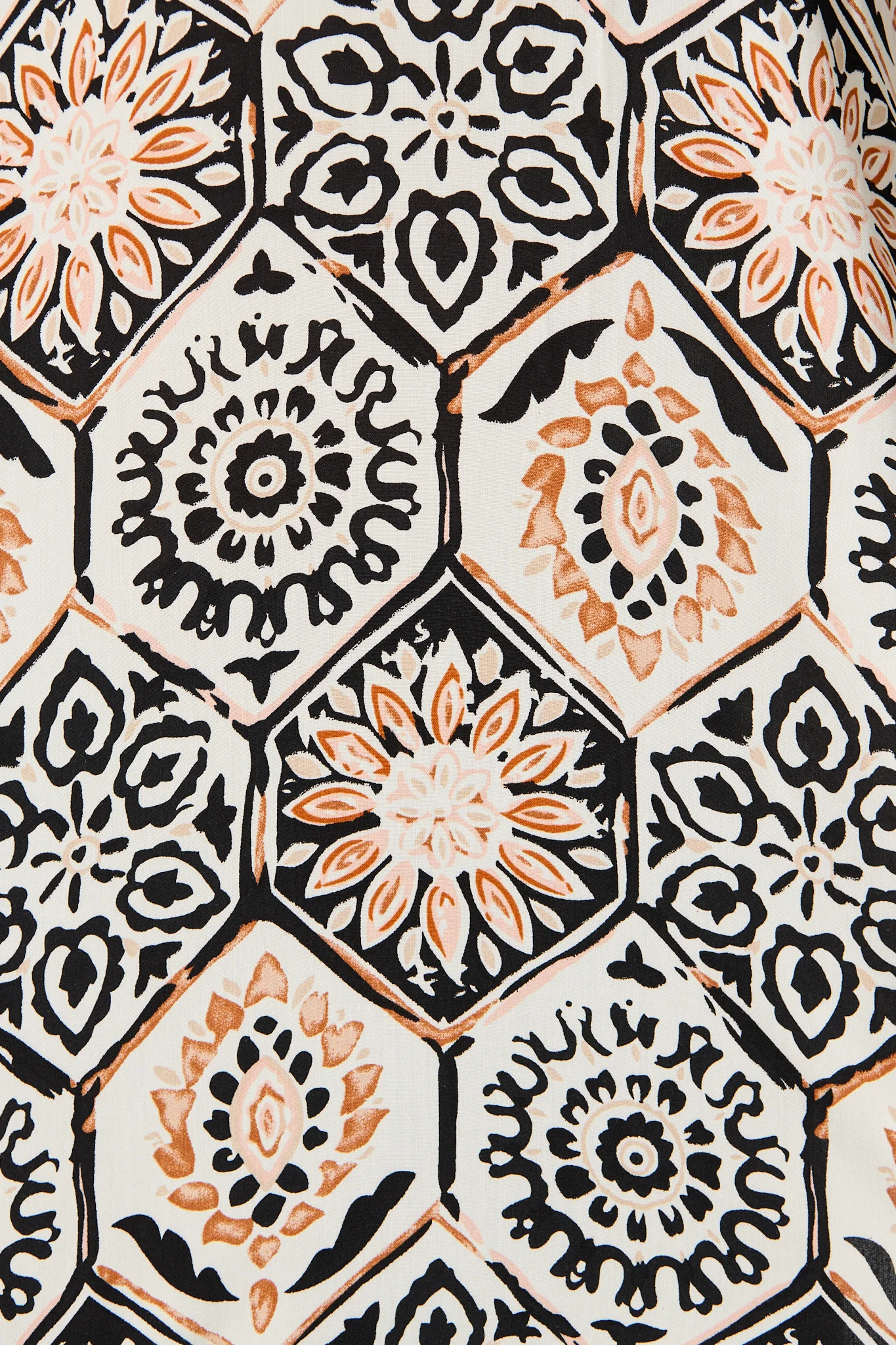 Like a Charm Shirt in Cream With Rust Tile Print - Image 7