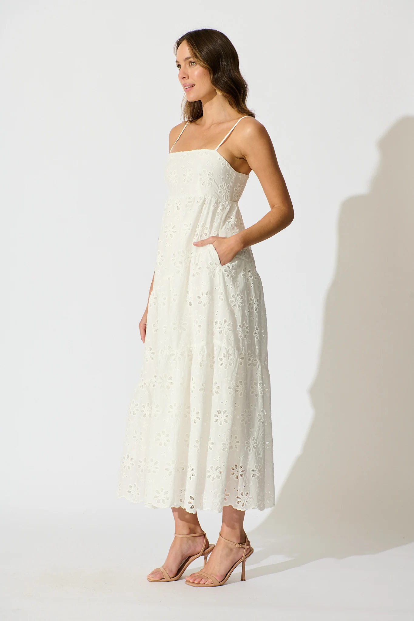 Lily Muse Maxi Sundress in White Embroidery Cotton - Image 3