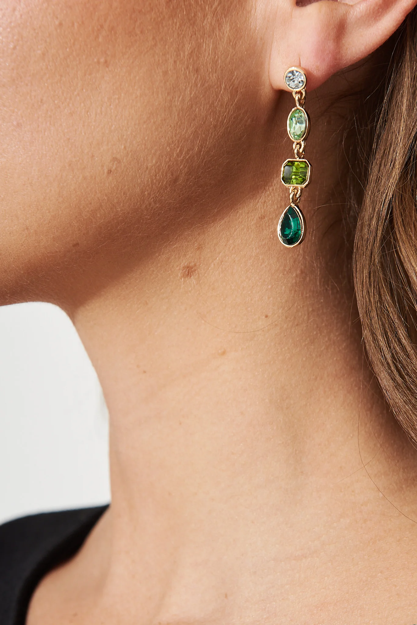 Lisa Drop Earrings In Multi Emerald - Image 4