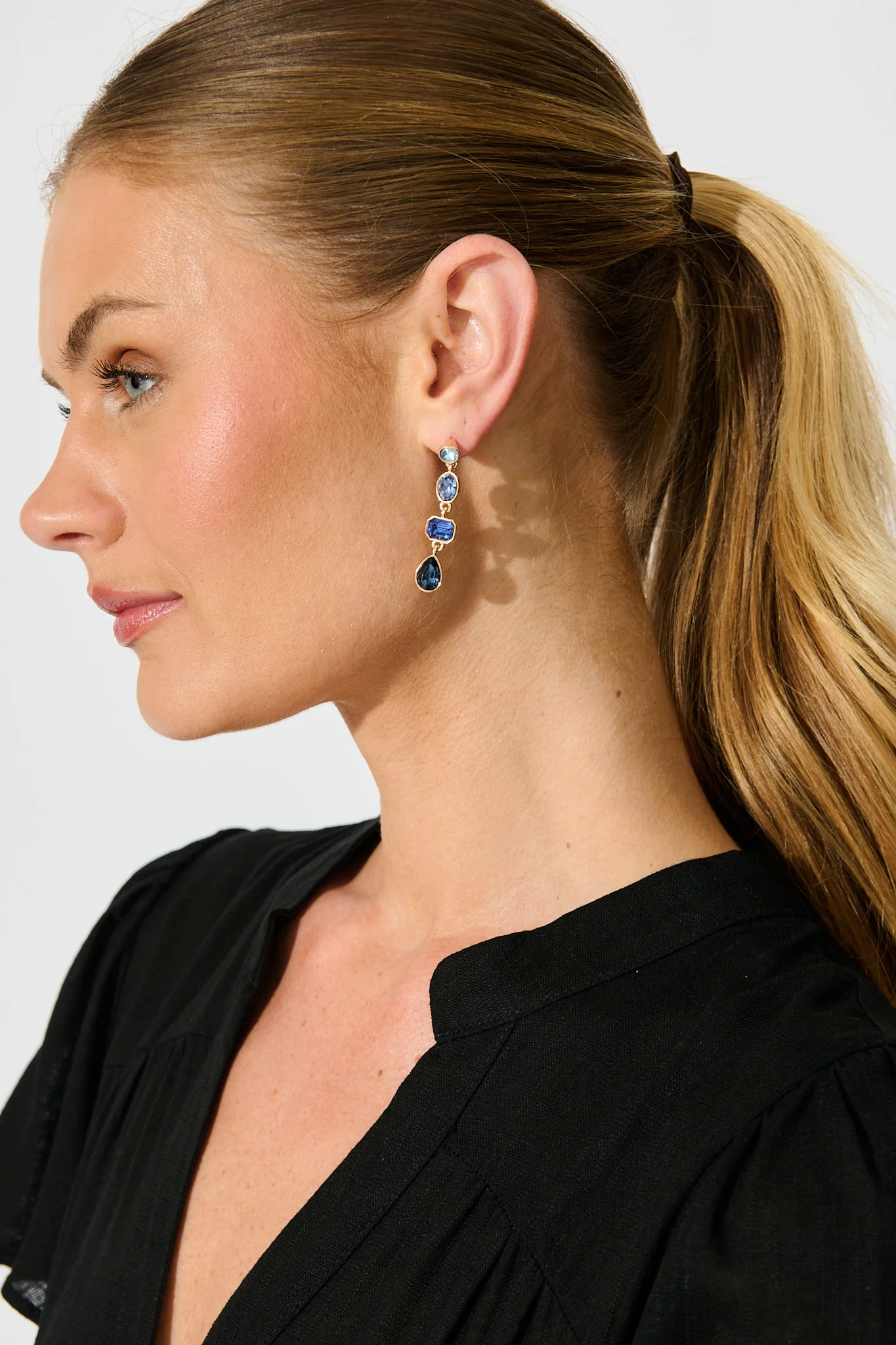 Lisa Drop Earrings In Multi Navy - Image 3