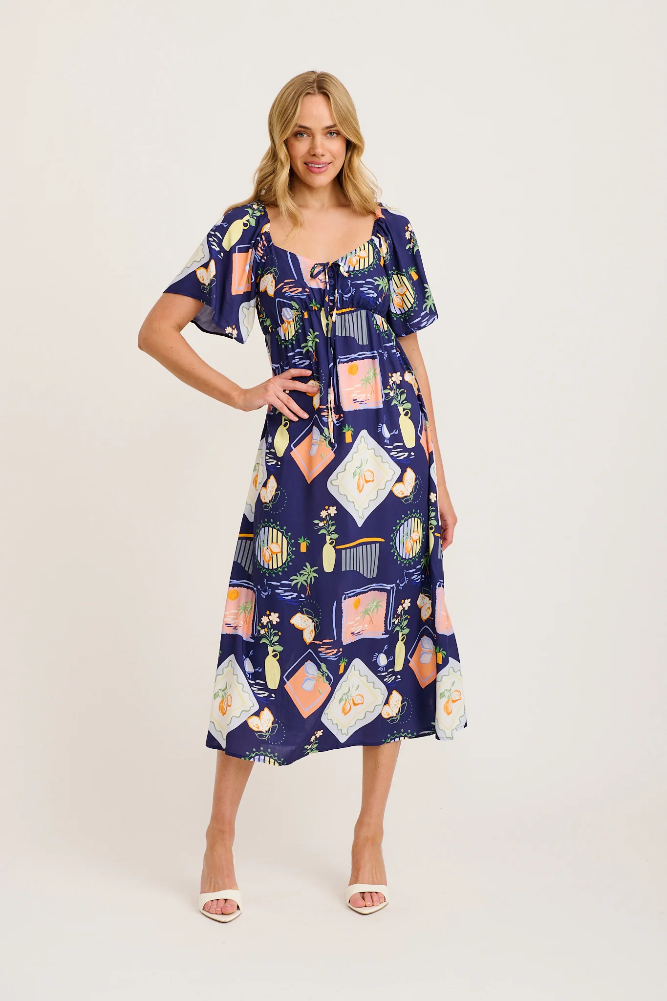 Livia Maxi Dress in Navy Multi Print