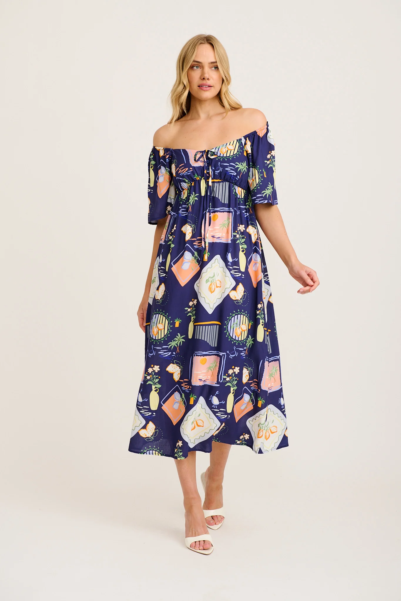Livia Maxi Dress in Navy Multi Print - Image 2