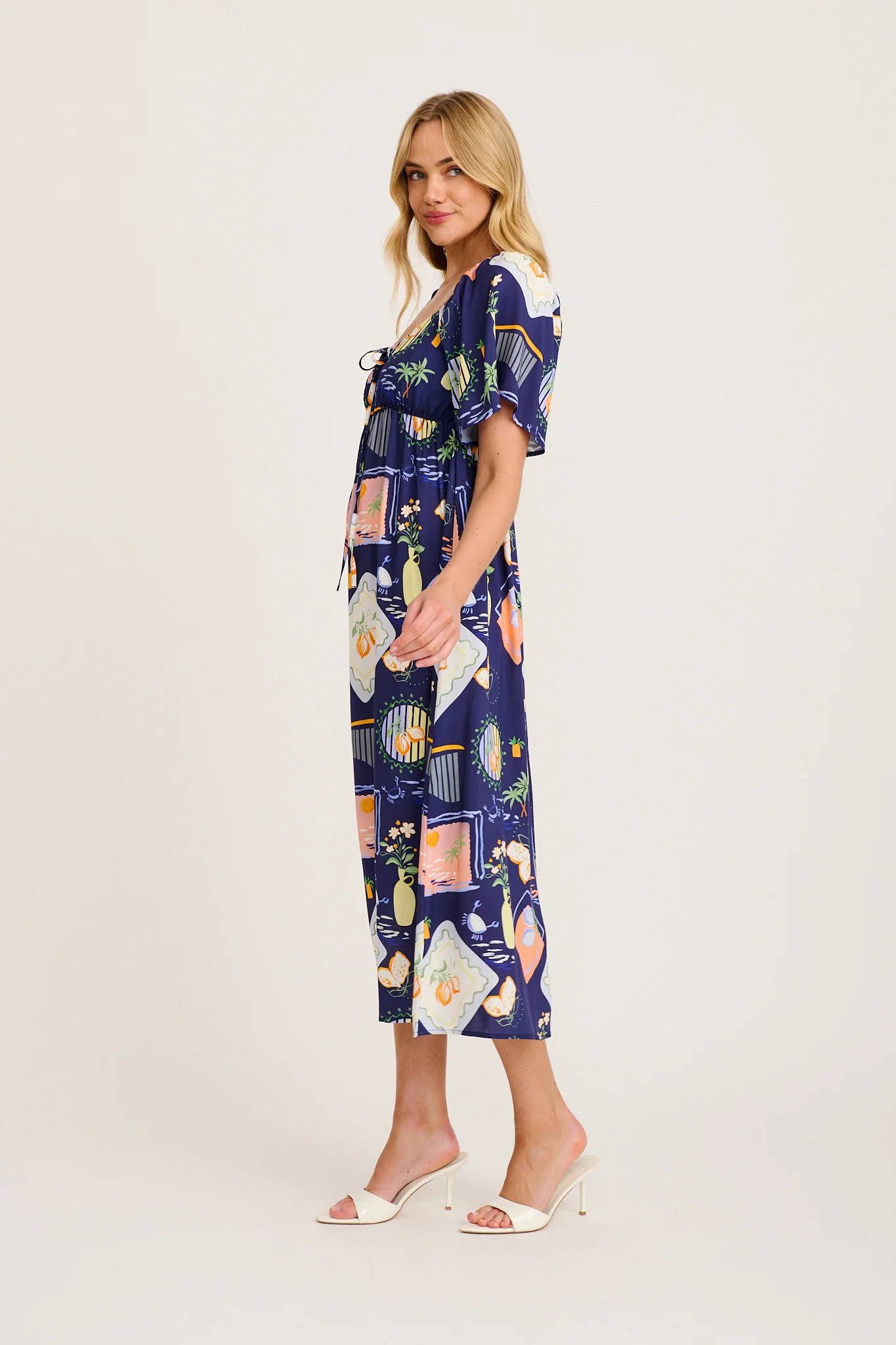 Livia Maxi Dress in Navy Multi Print - Image 4