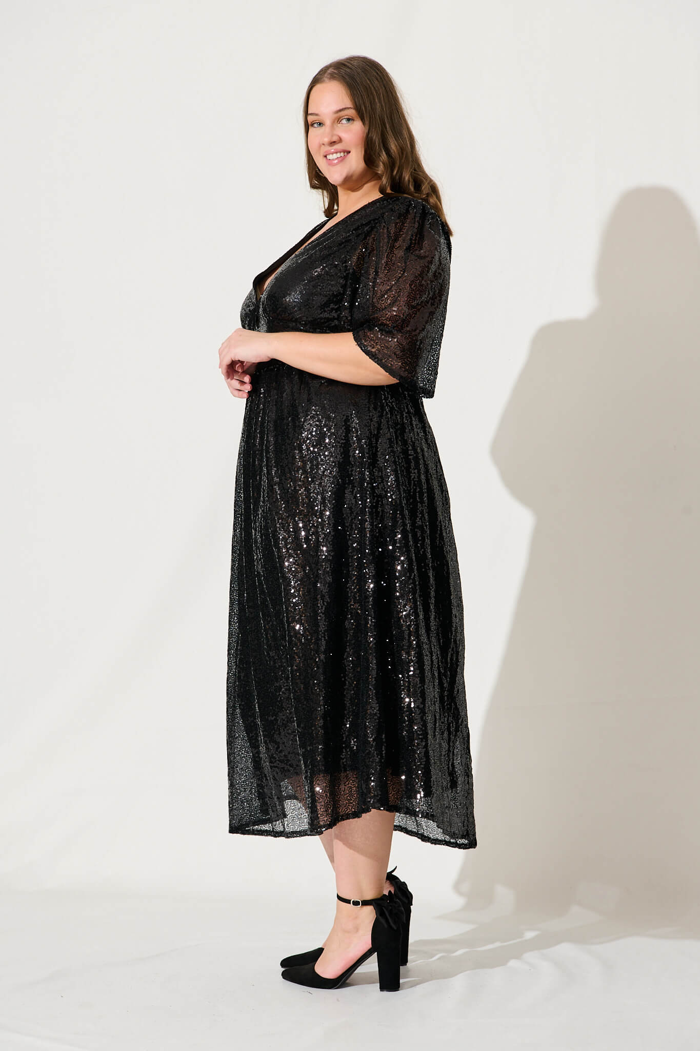 Livorno Midi Dress In Black Sequin - Image 7