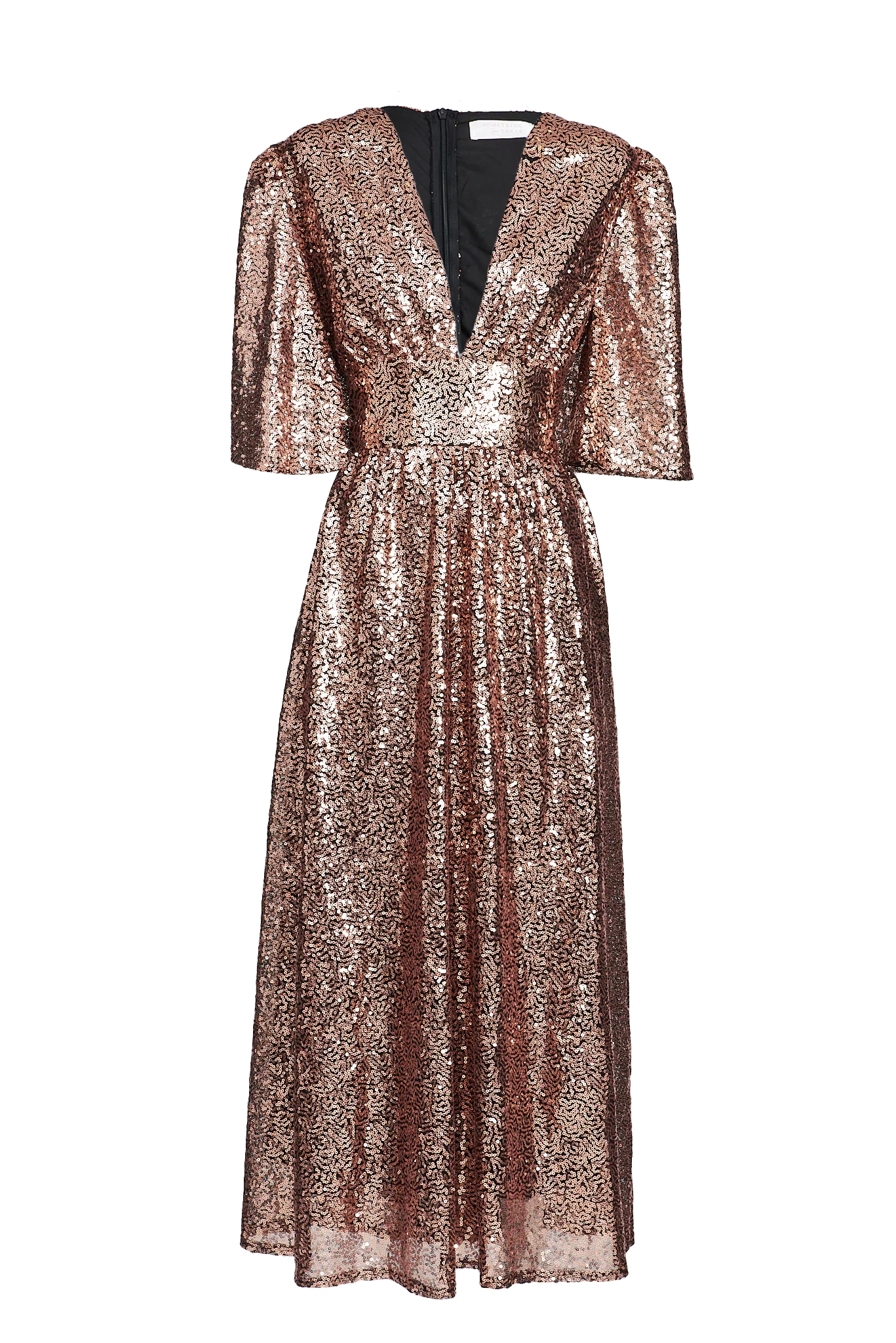 Livorno Midi Dress In Rose Gold Sequin - Image 10