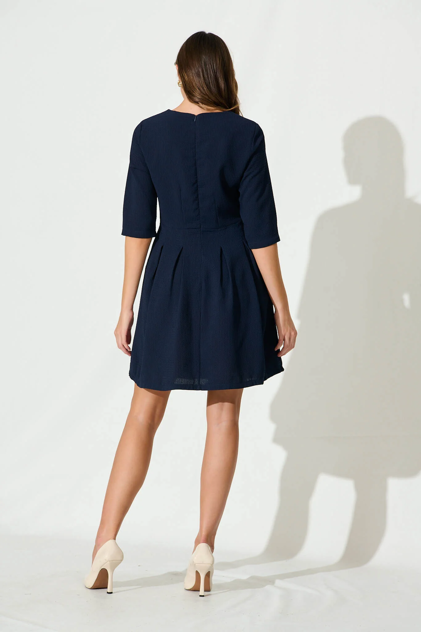 Lizbeth Dress In Textured Navy - Image 4