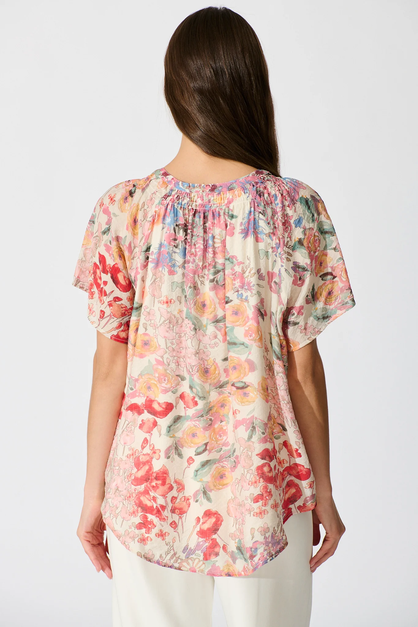 Lombard Top in Red and Multi Floral - Image 4