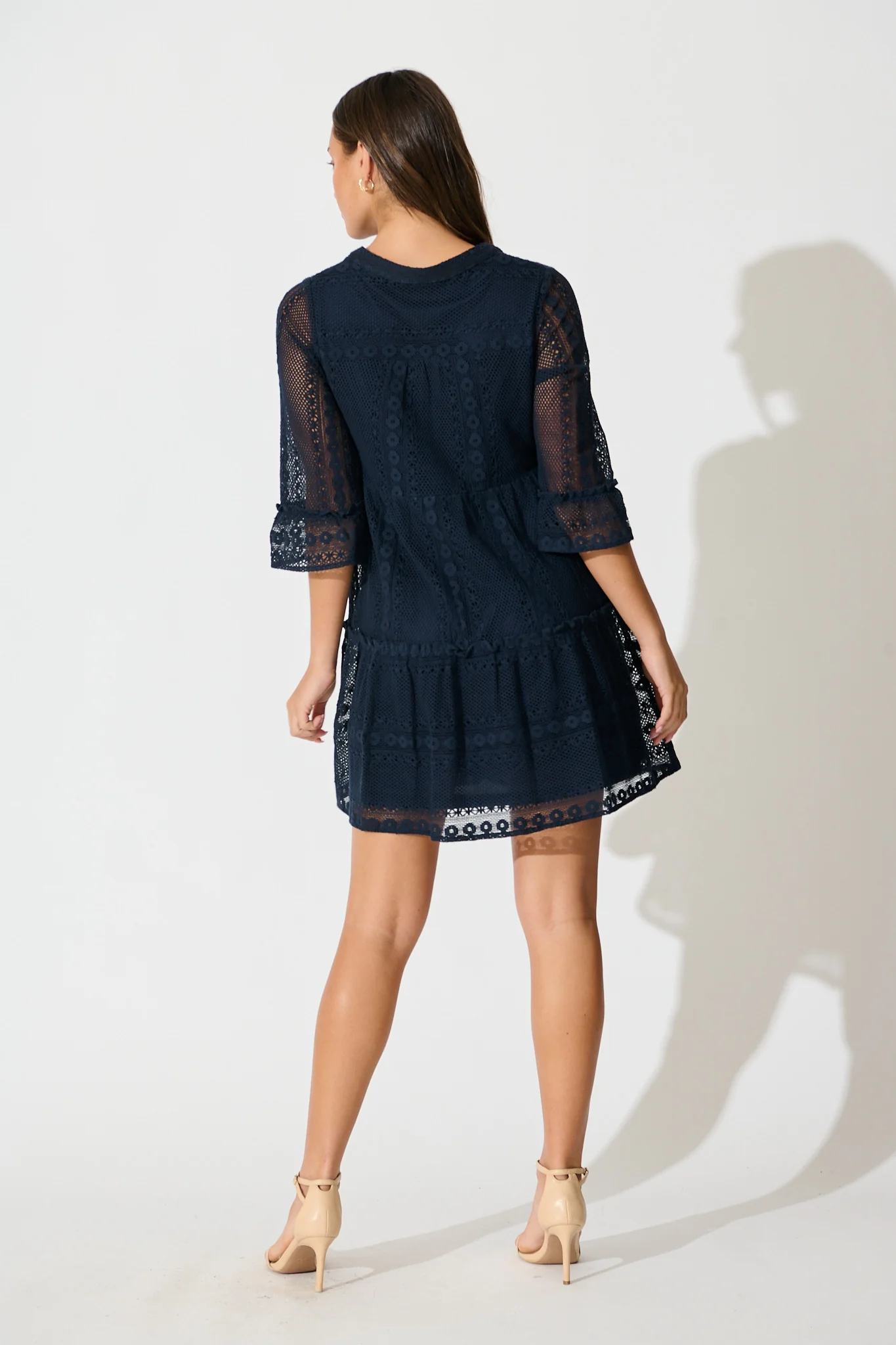 Loralie Dress in Navy Lace Cotton - Image 4