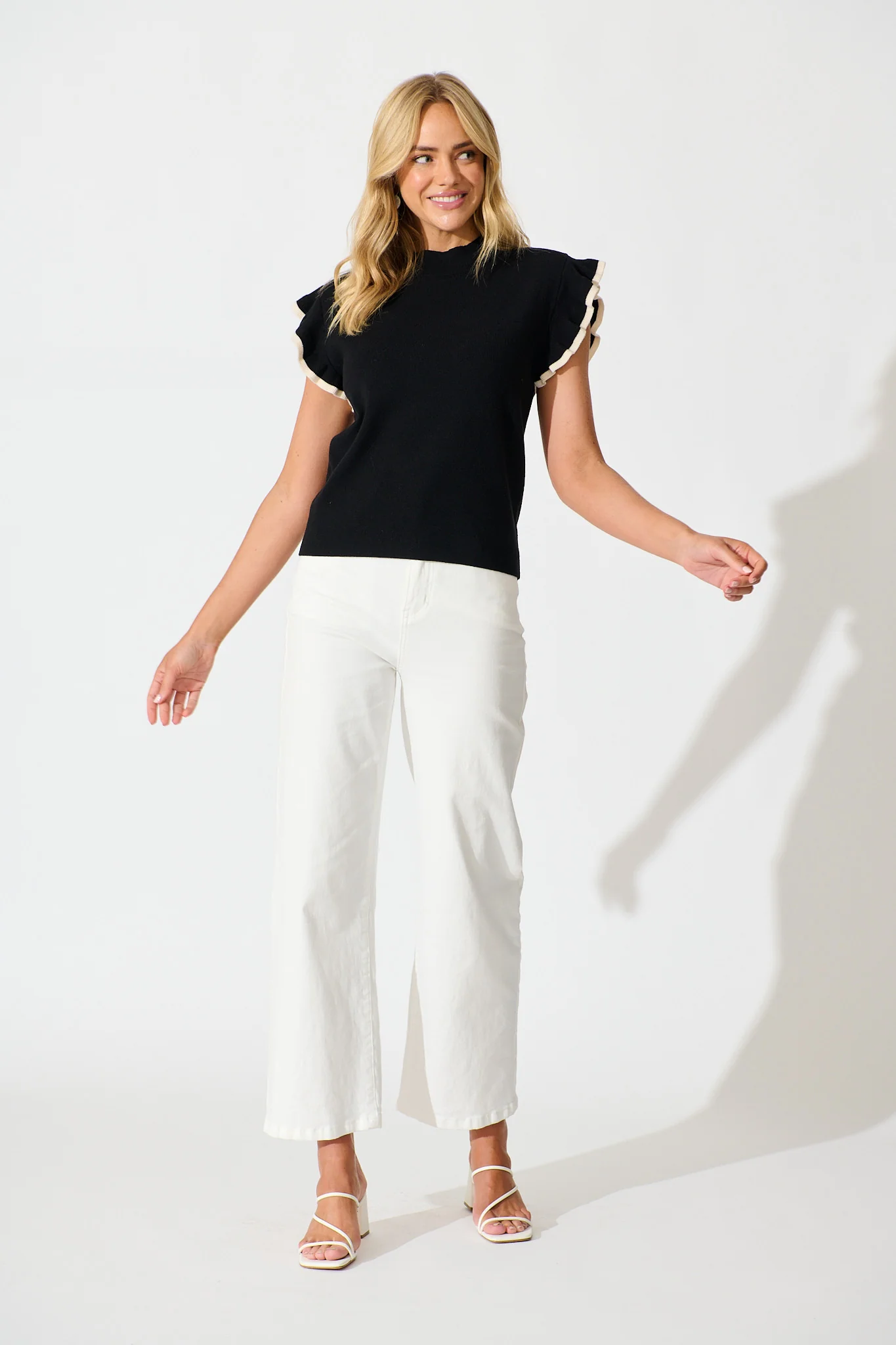 Louisa Knit Top in Black Wool Blend - Image 7