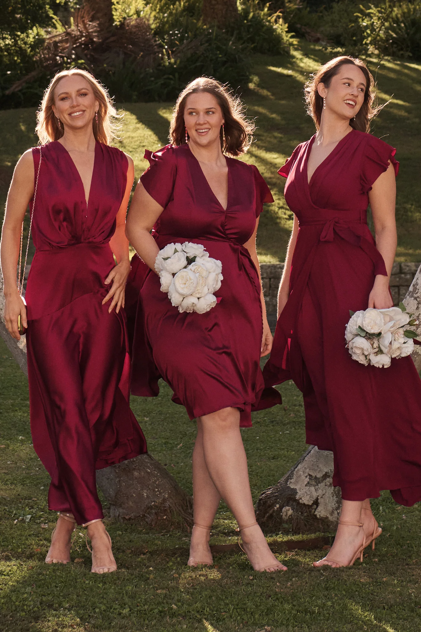 Loulou Maxi Dress in Wine Satin - Image 2
