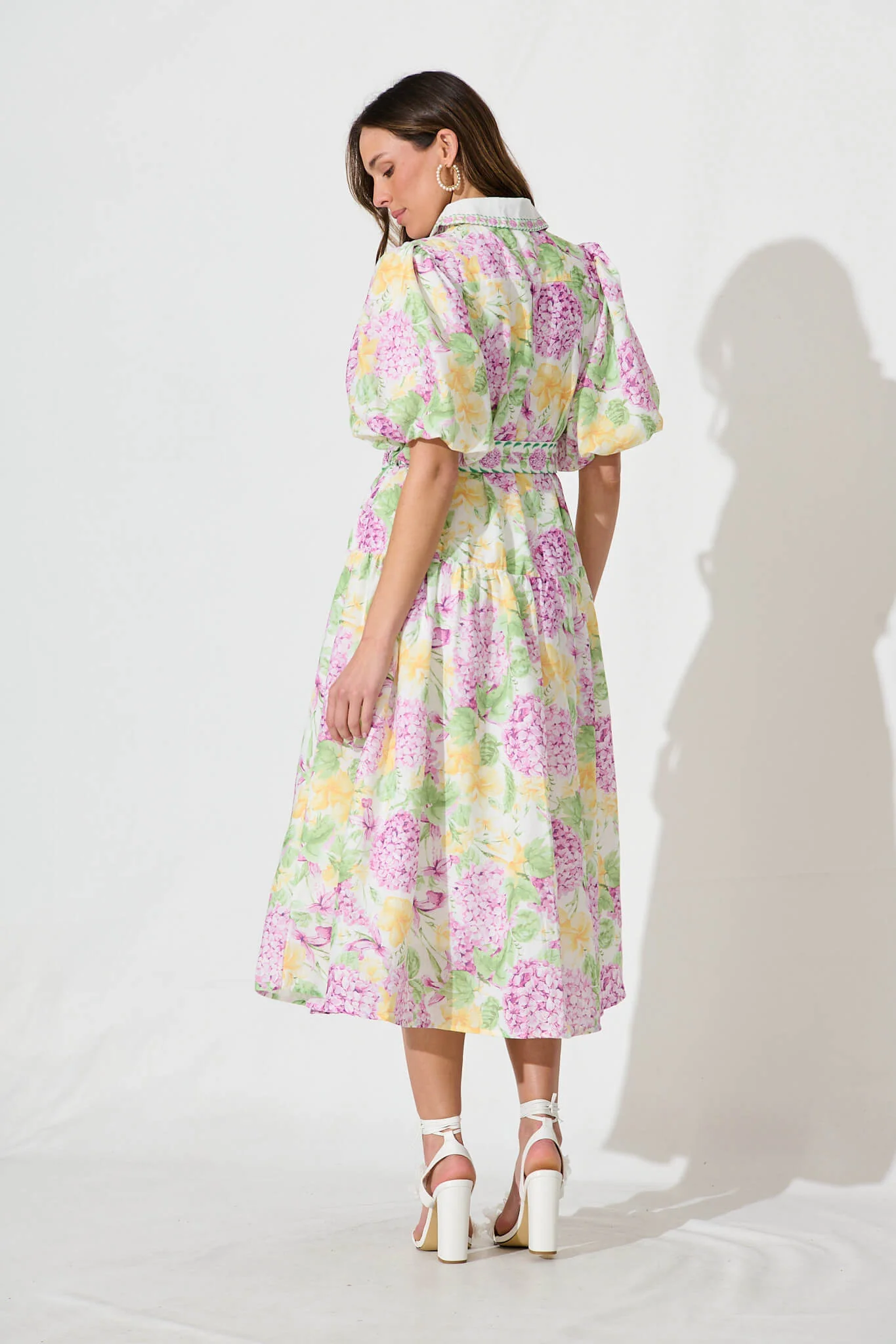 Lovelife Maxi Shirt Dress in Lilac Multi Floral Linen Blend - Image 4