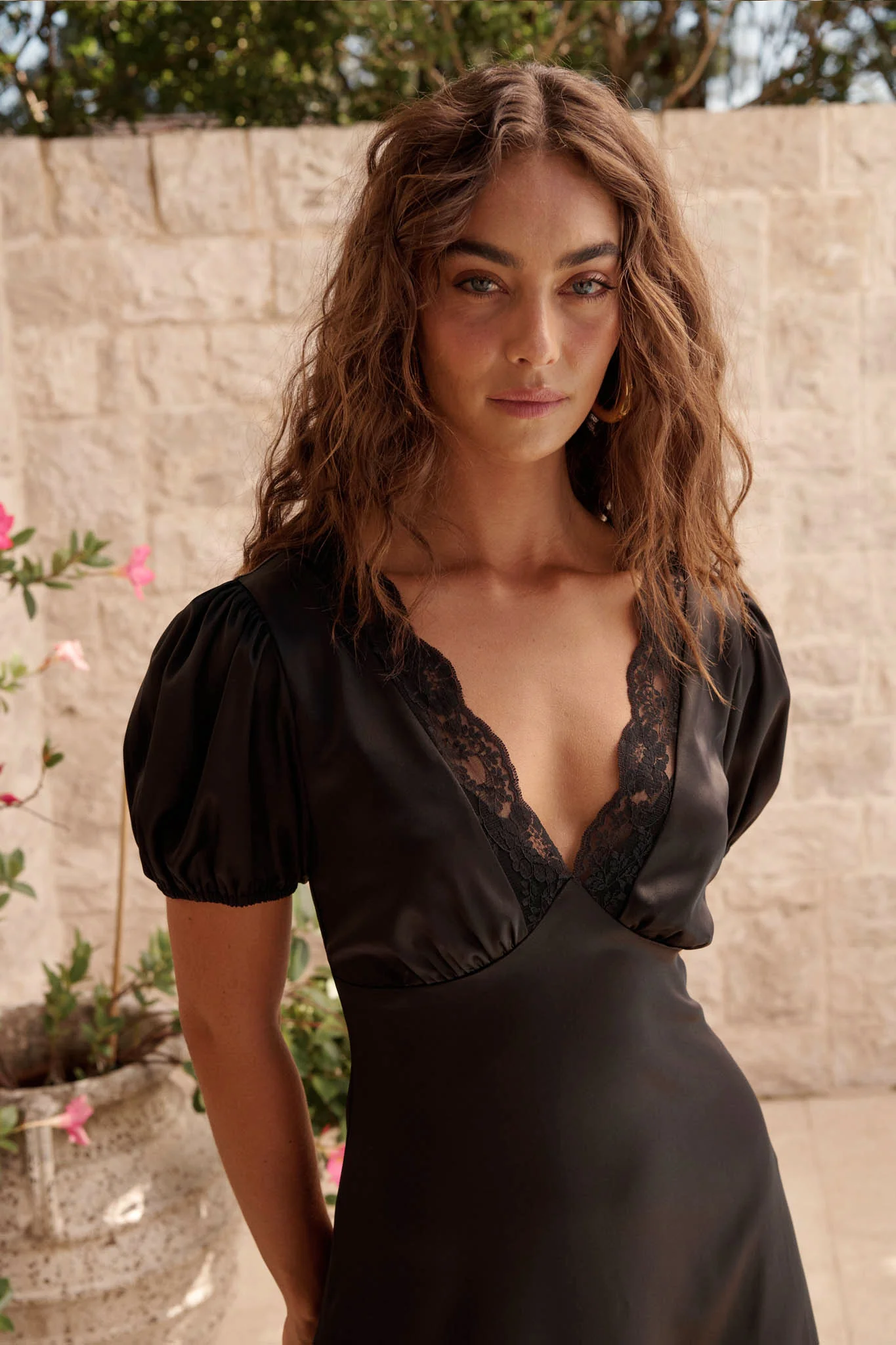 Lover Girl Maxi Dress in Black Satin - Image 2