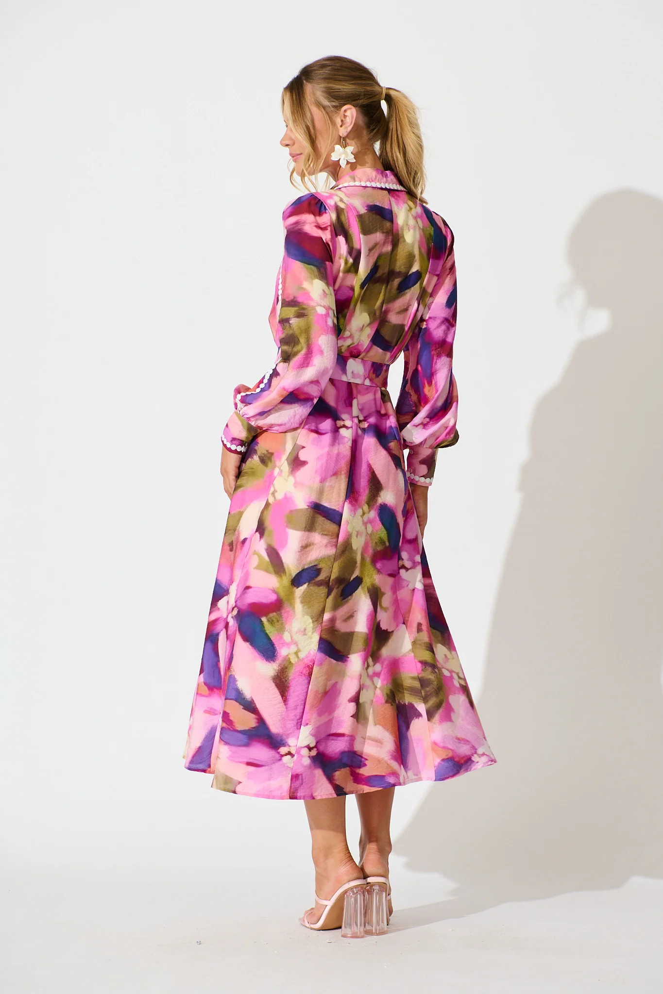 Lovingly Maxi Shirt Dress in Plum Multi Watercolour - Image 8