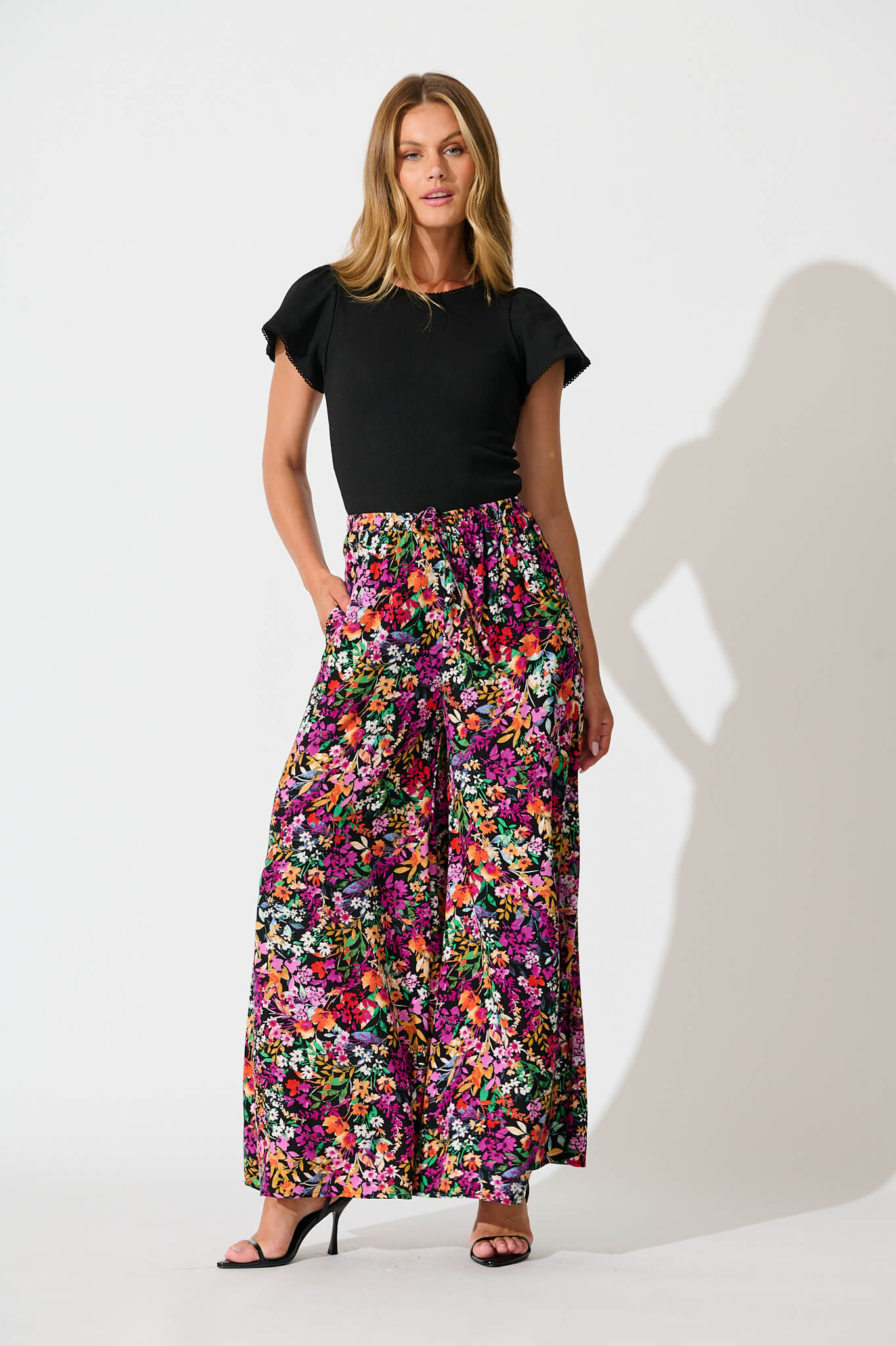 Lucia Pant In Black Multi Floral - Image 4