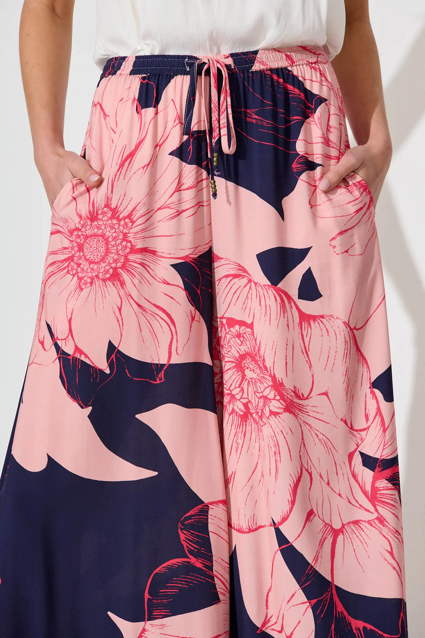 Lucia Pant In Navy With Blush Flower - Image 10