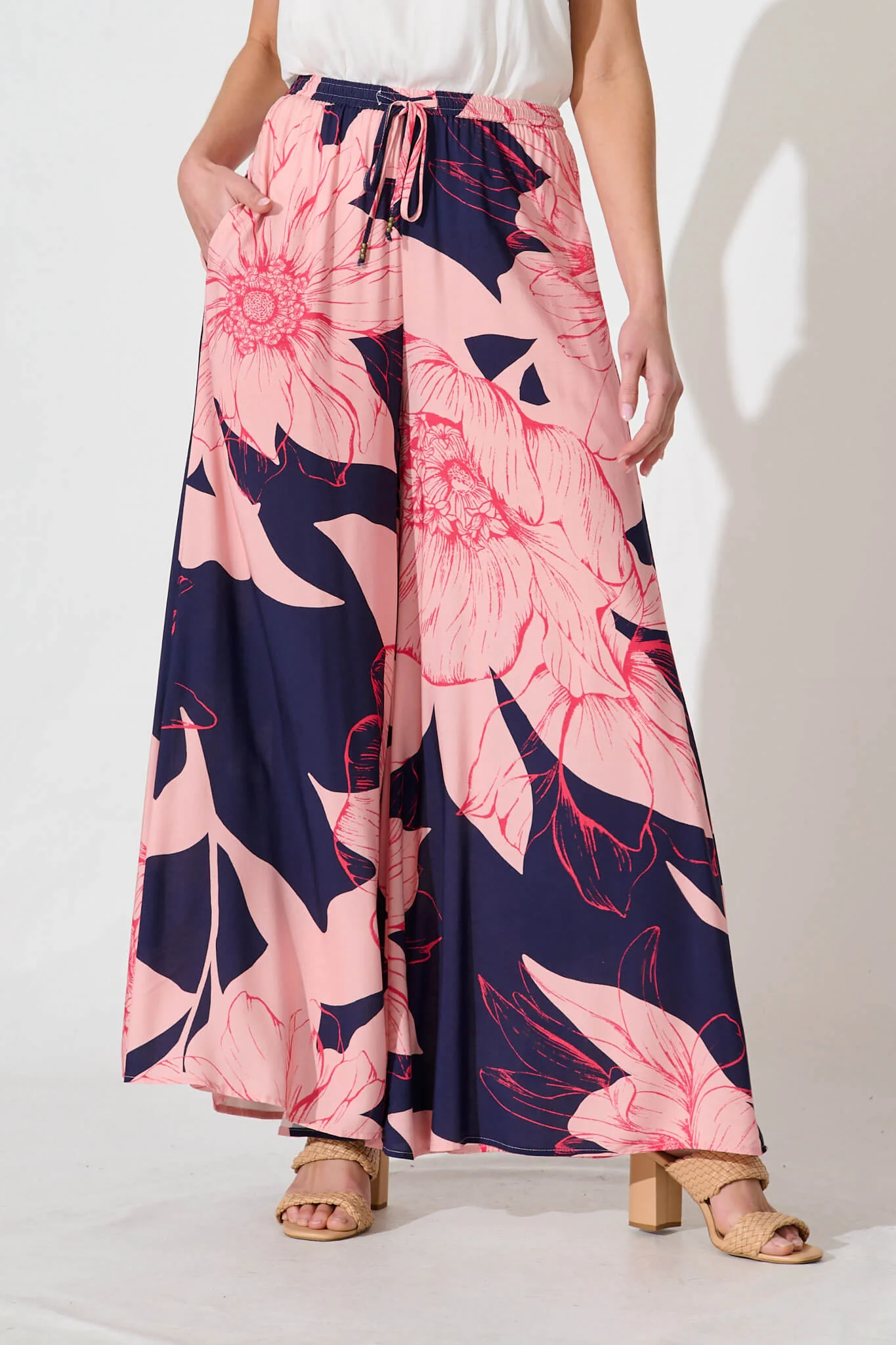 Lucia Pant In Navy With Blush Flower - Image 2