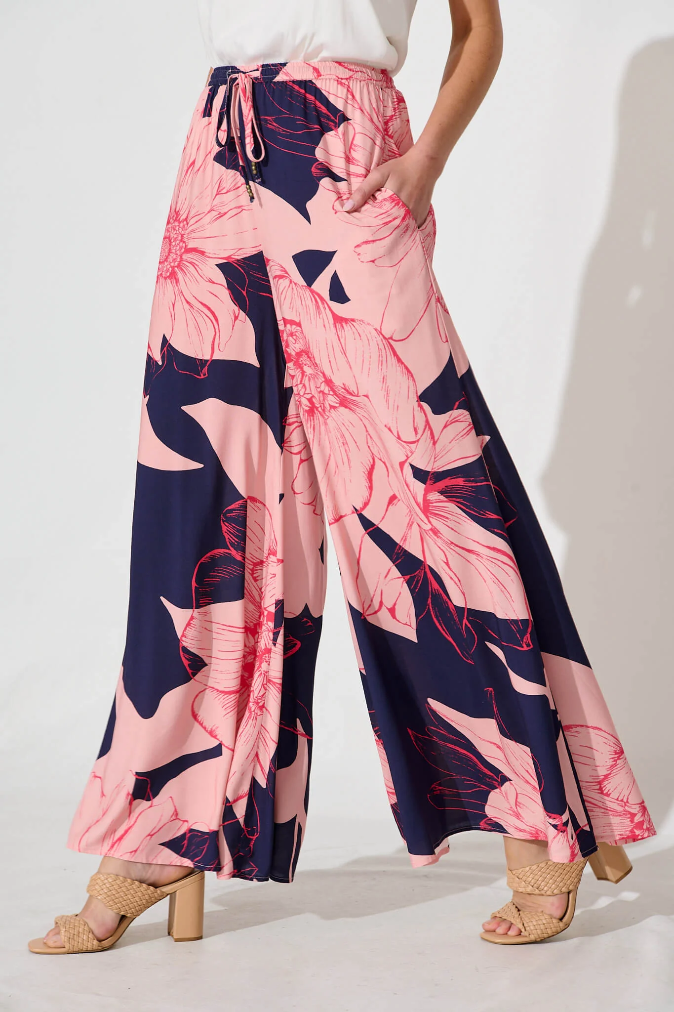 Lucia Pant In Navy With Blush Flower - Image 6