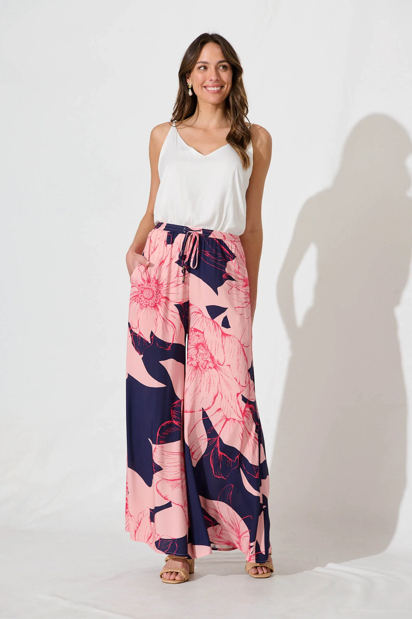 Lucia Pant In Navy With Blush Flower - Image 8