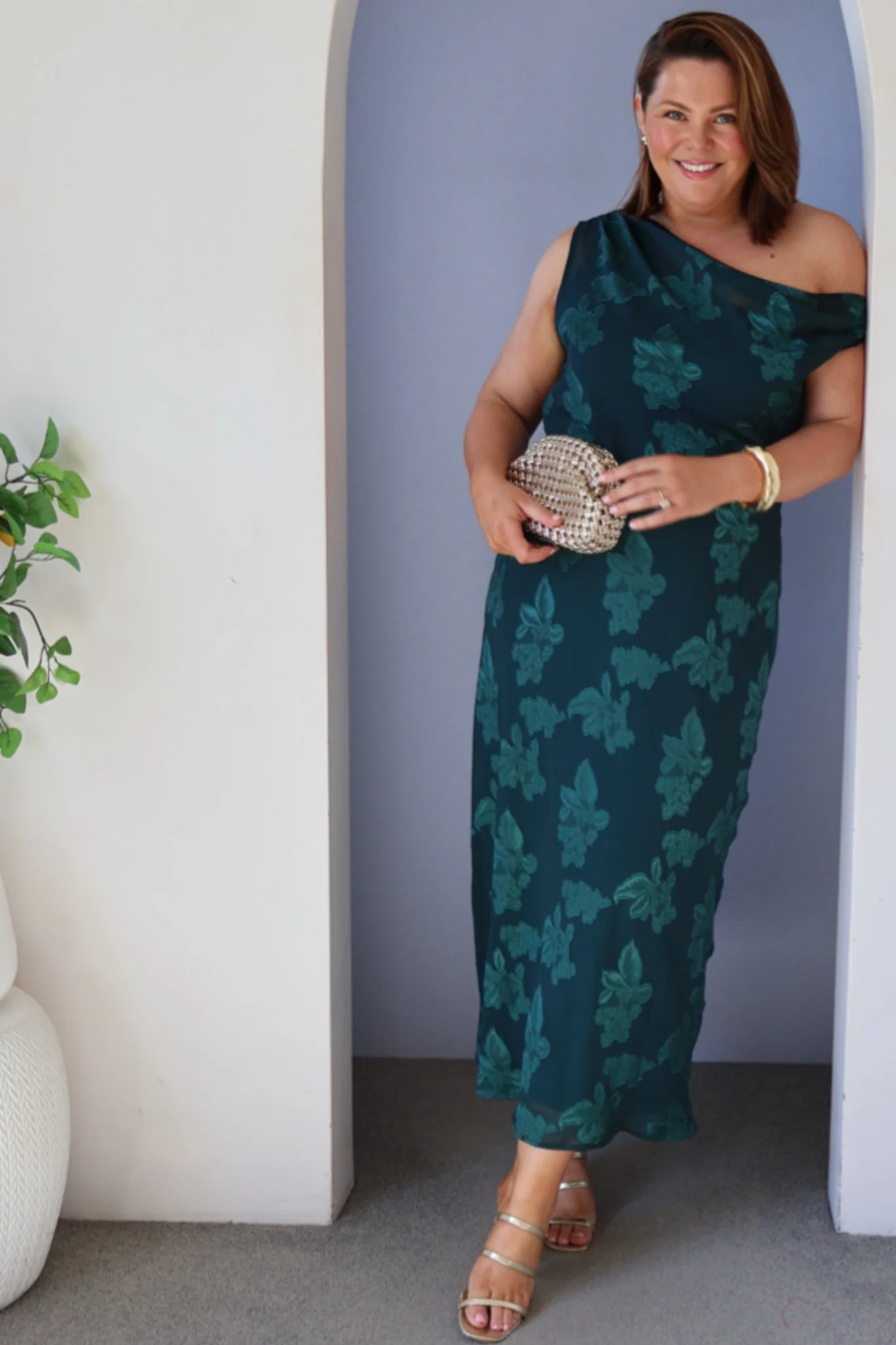 Lunar Romance Off Shoulder Maxi Dress in Emerald Burnout Chiffon - Image 10
