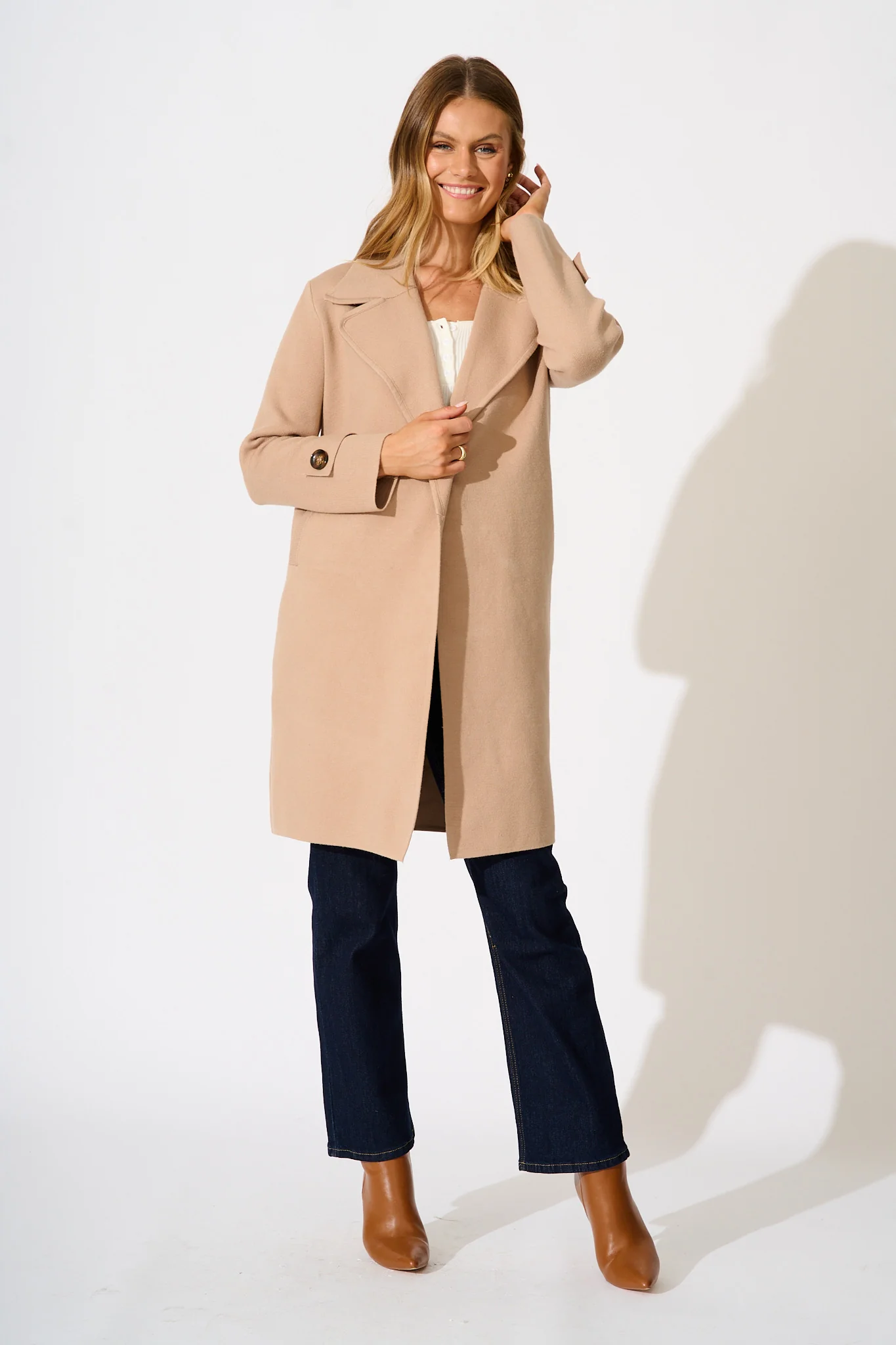 Luxe Knit Coat in Camel