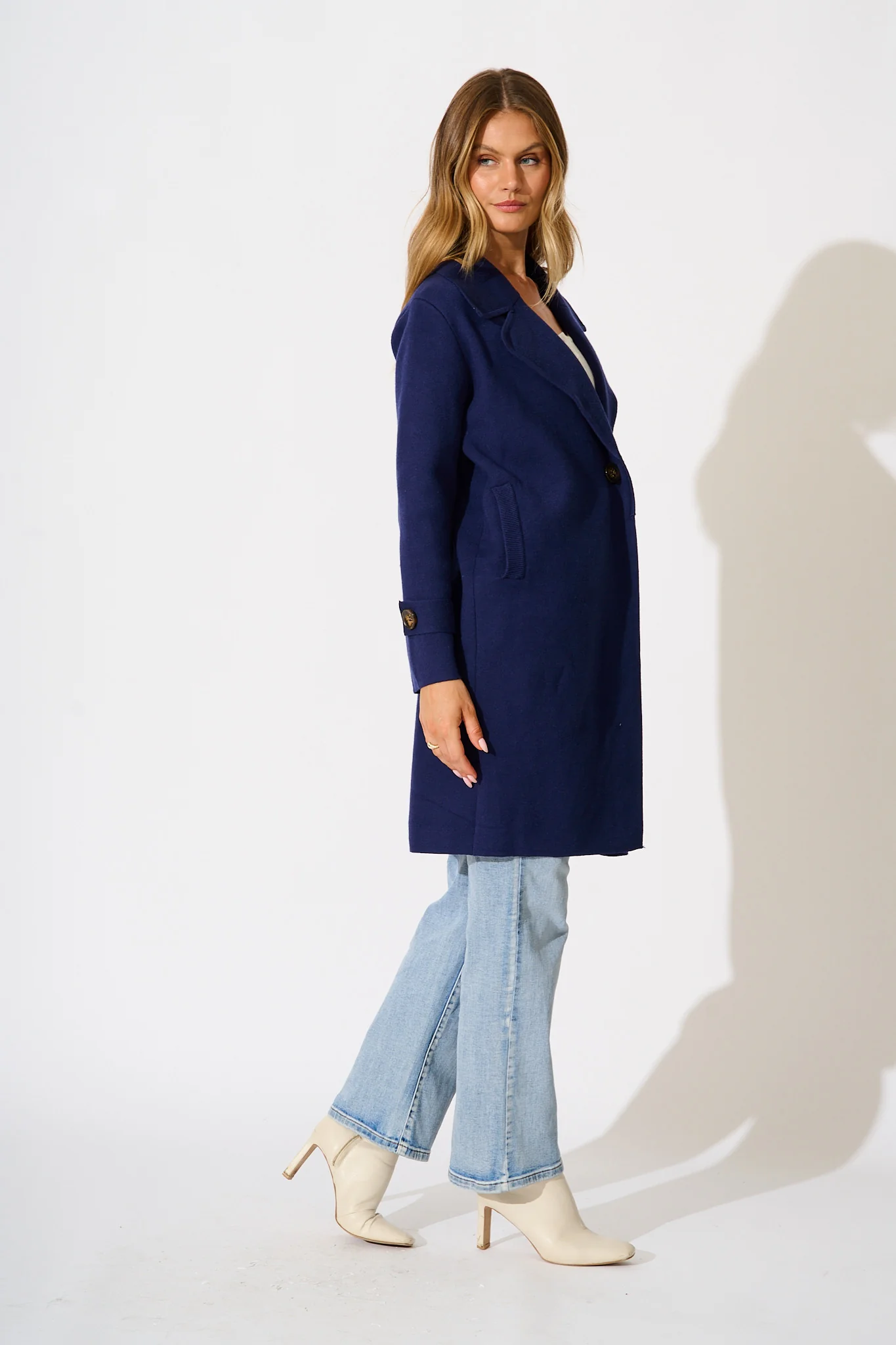Luxe Knit Coat in Navy - Image 3