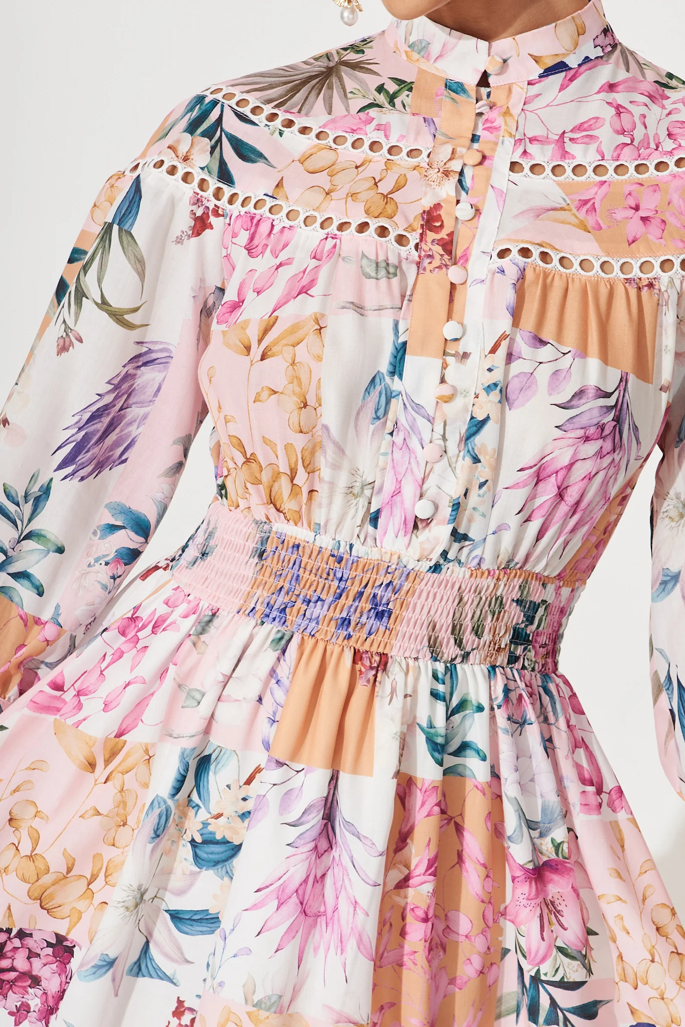 Lyn Midi Dress In Rust Patch Floral - Image 6