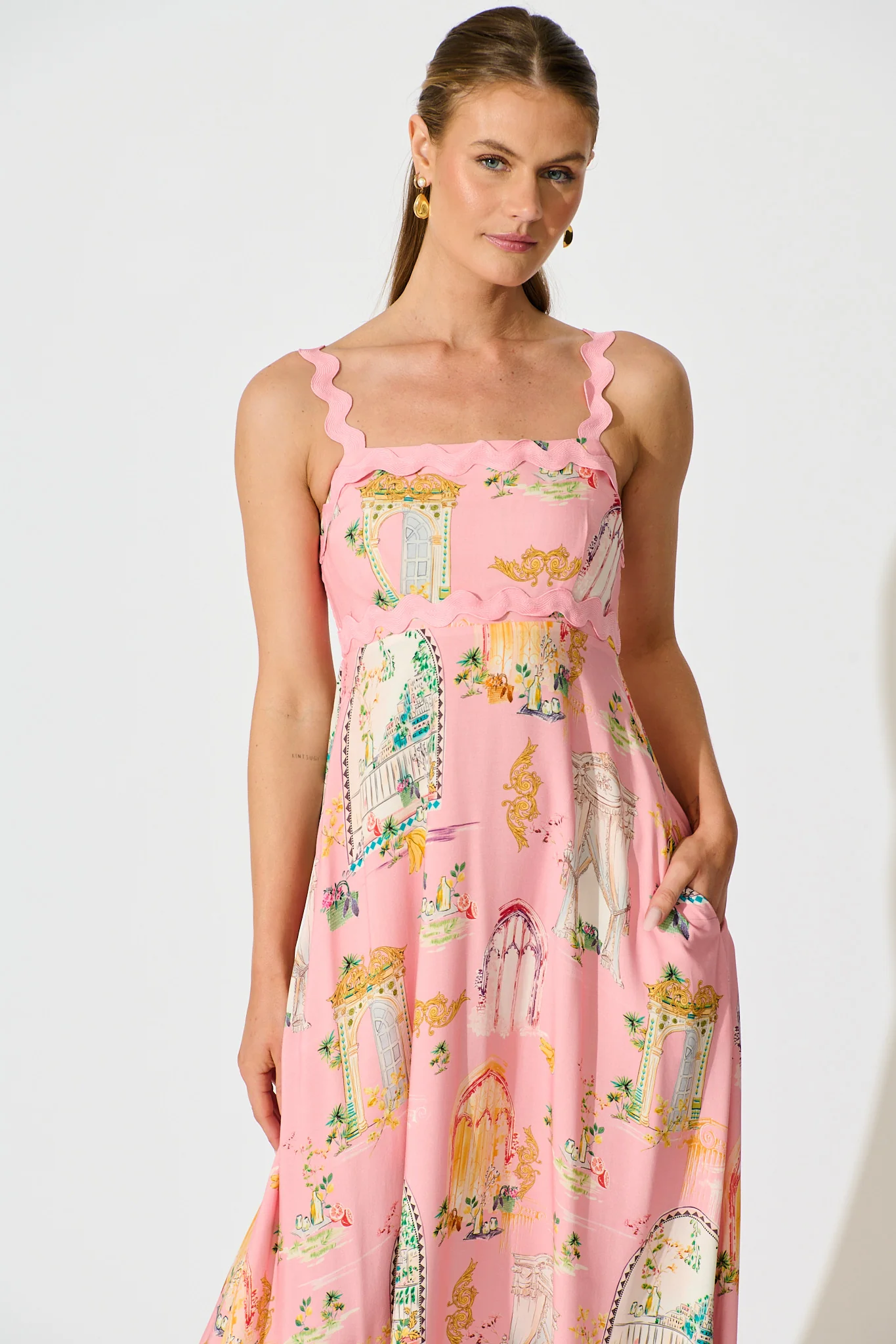 Maci Maxi Sundress in Pink Multi Print - Image 2