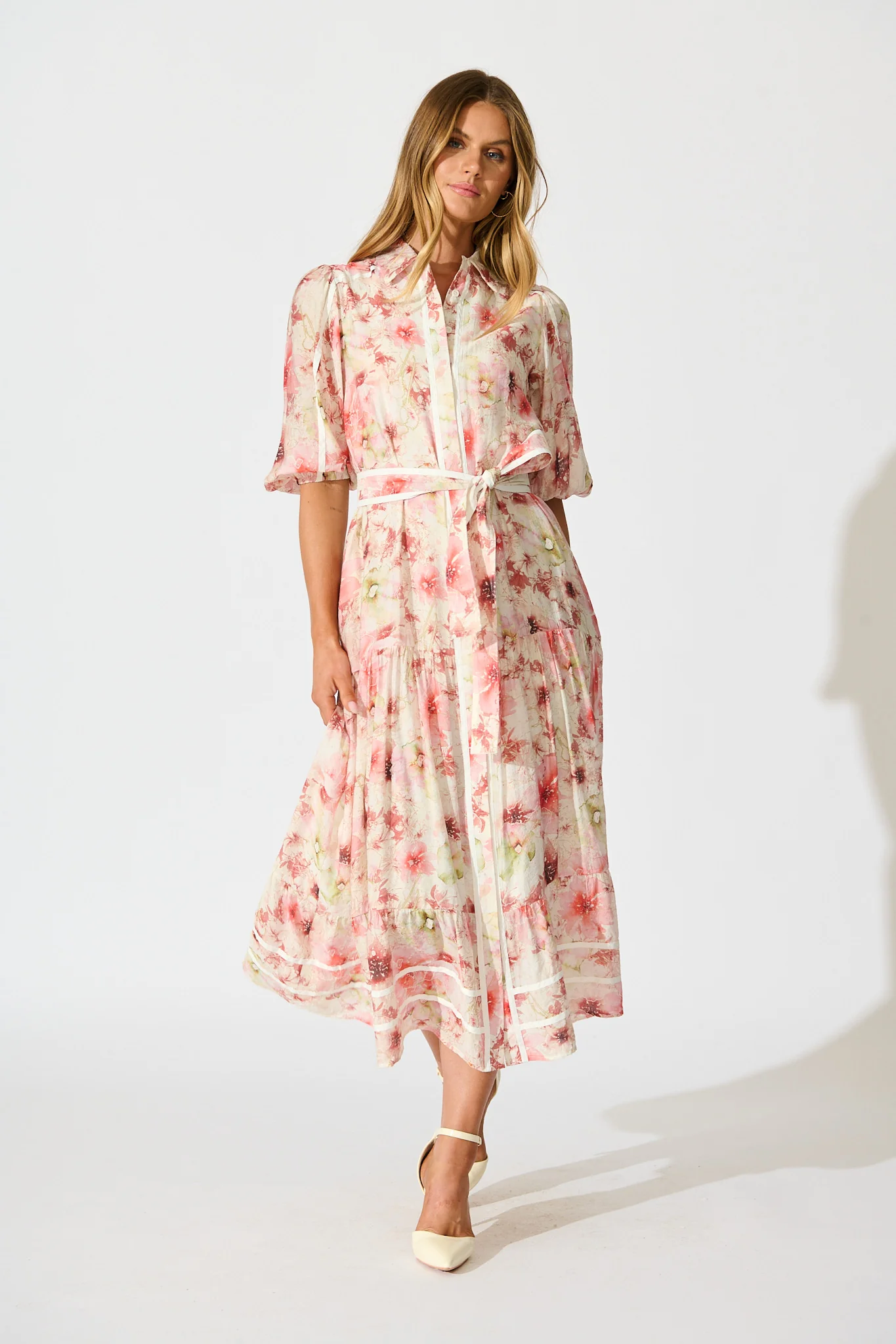 Mackenzie Maxi Shirt Dress in Blush Floral