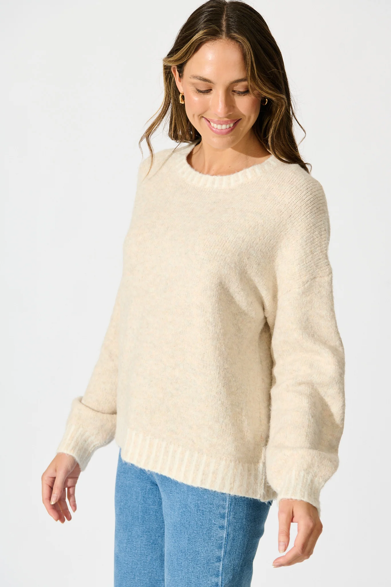 Maggie Knit in Beige Marle Wool Blend - Image 2