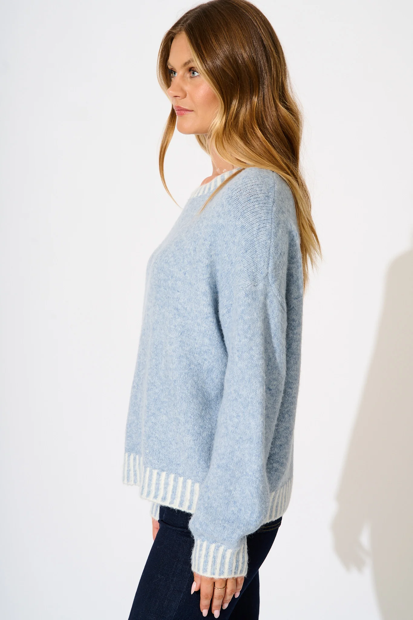Maggie Knit in Pale Blue Marle Wool Blend - Image 5