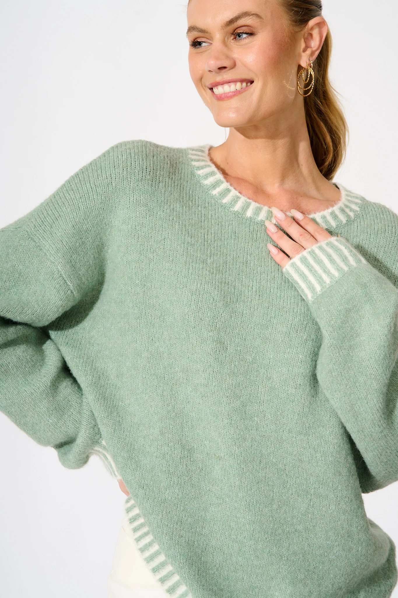 Maggie Knit in Sage Marle Wool Blend - Image 5