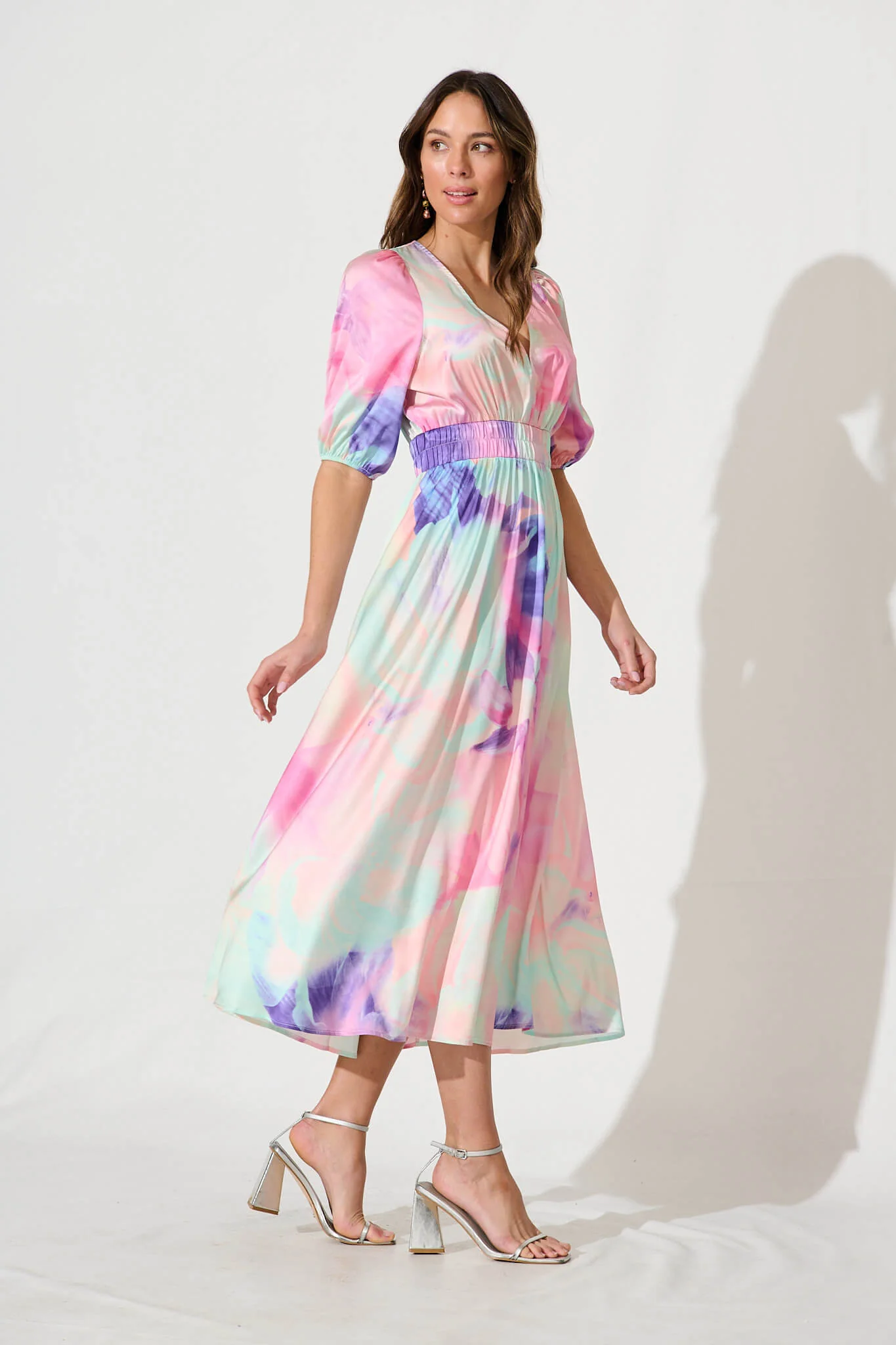 Magnetism Maxi Dress In Pastel Watercolour Floral - Image 3