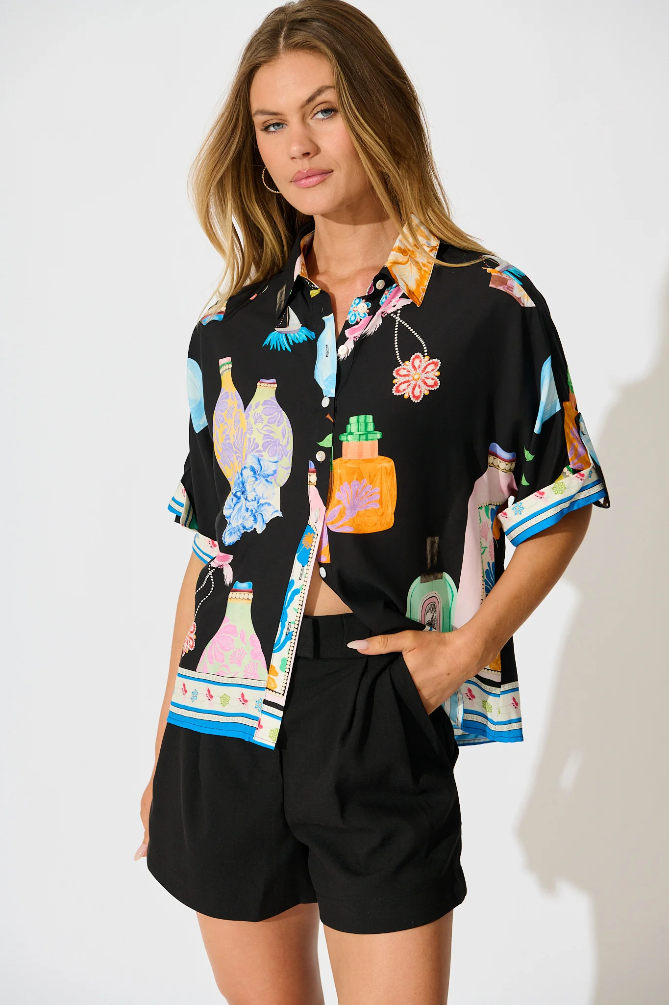 Maleny Shirt in Black Multi Print