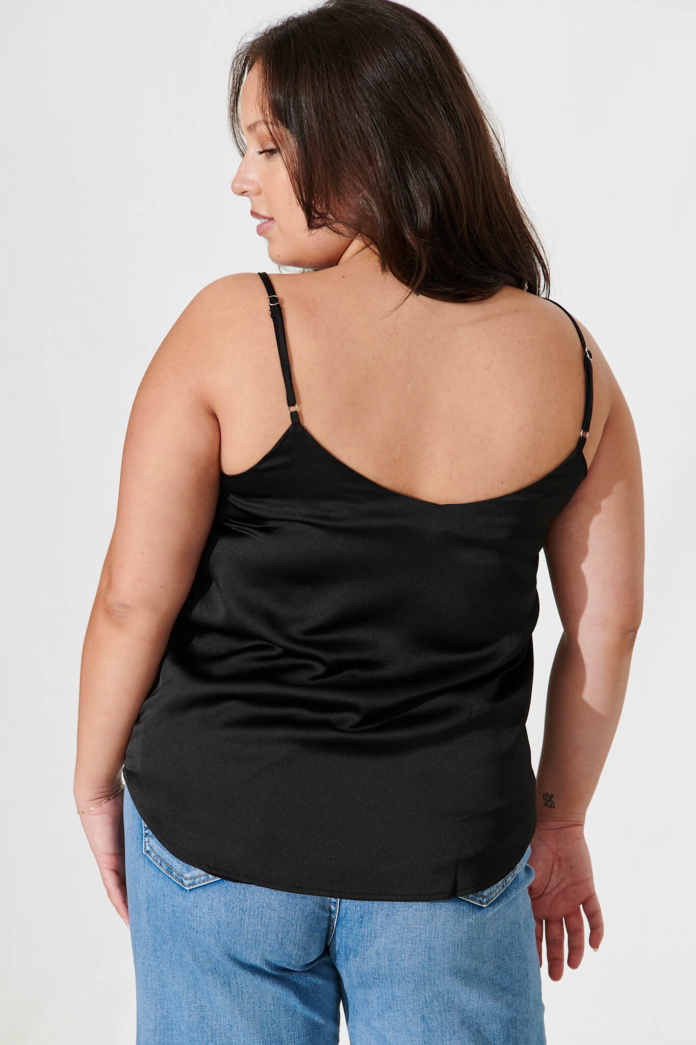 Manthis Cami Top In Black Satin - Image 10