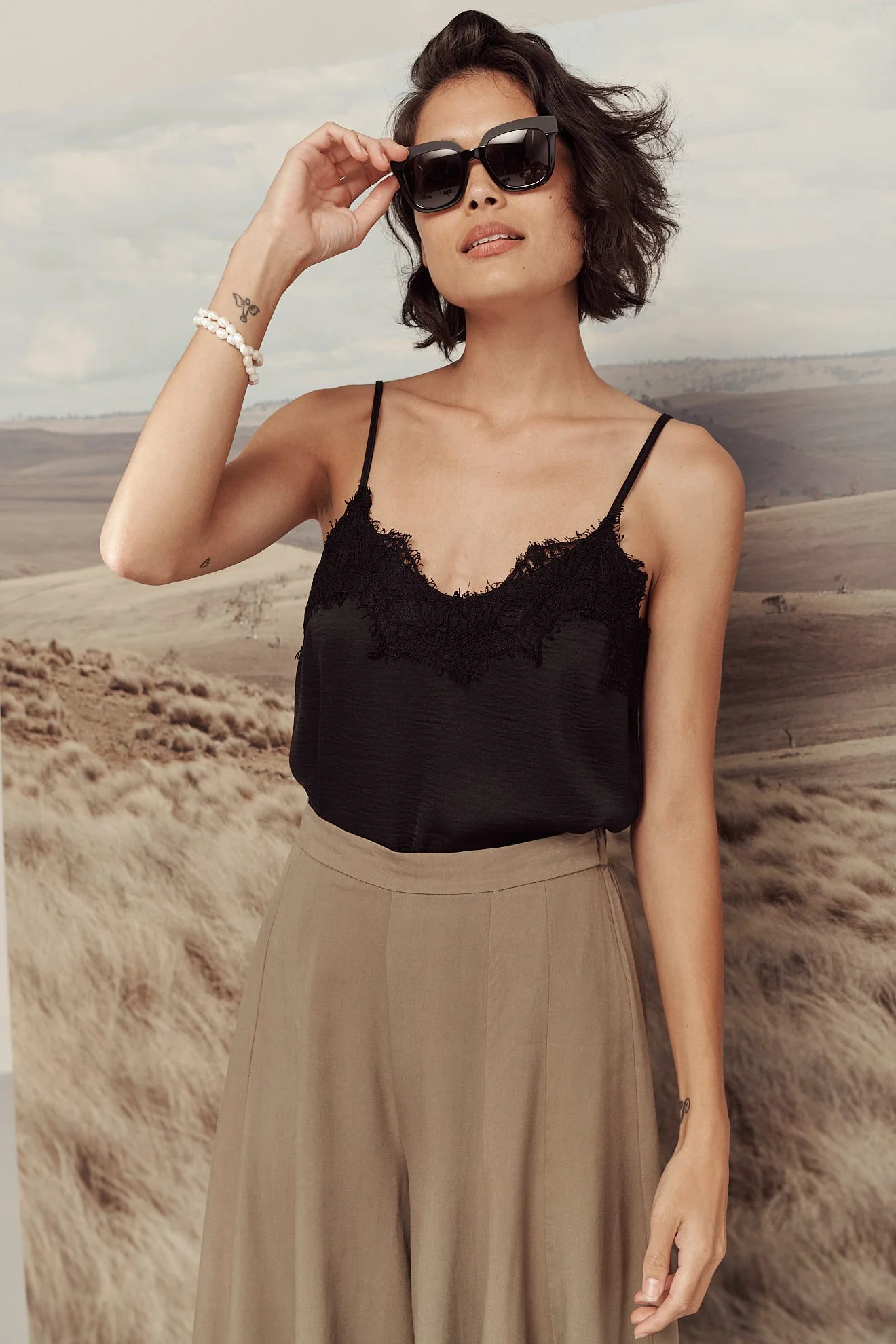 Manthis Cami Top In Black Satin - Image 5