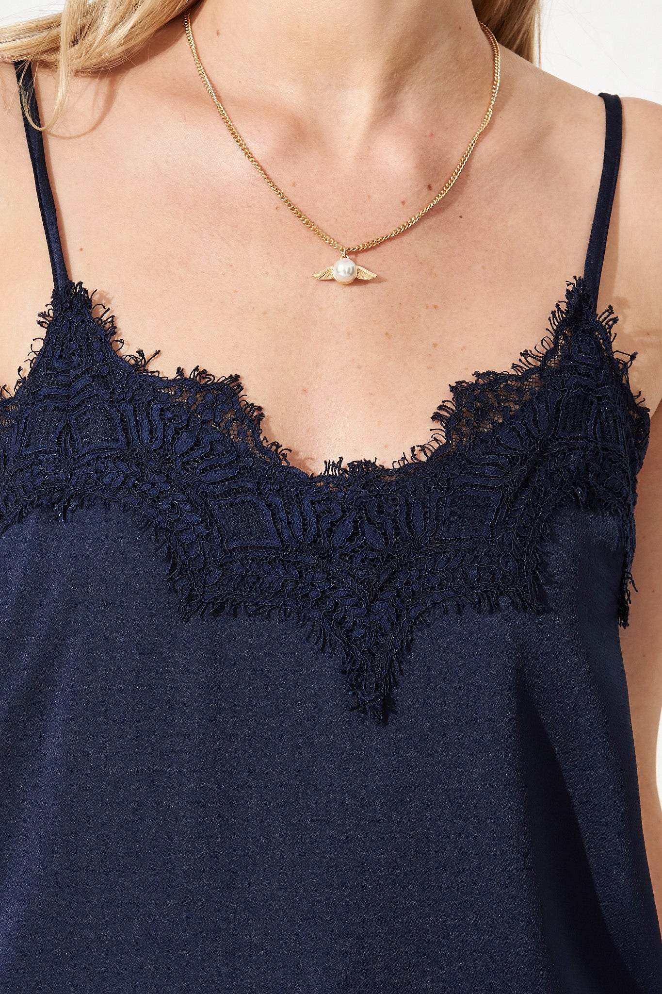 Manthis Cami Top In Navy Satin - Image 6