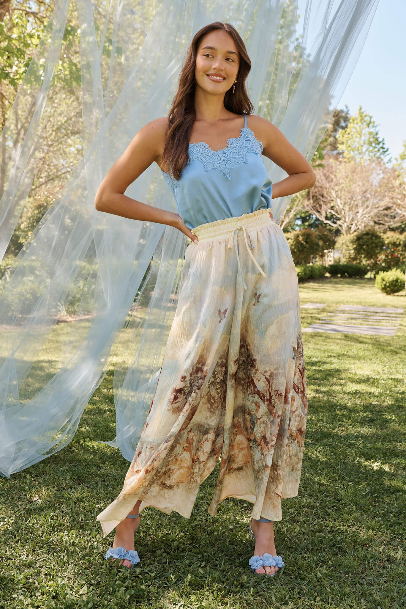 Manthis Cami Top In Pale Blue Satin - Image 3