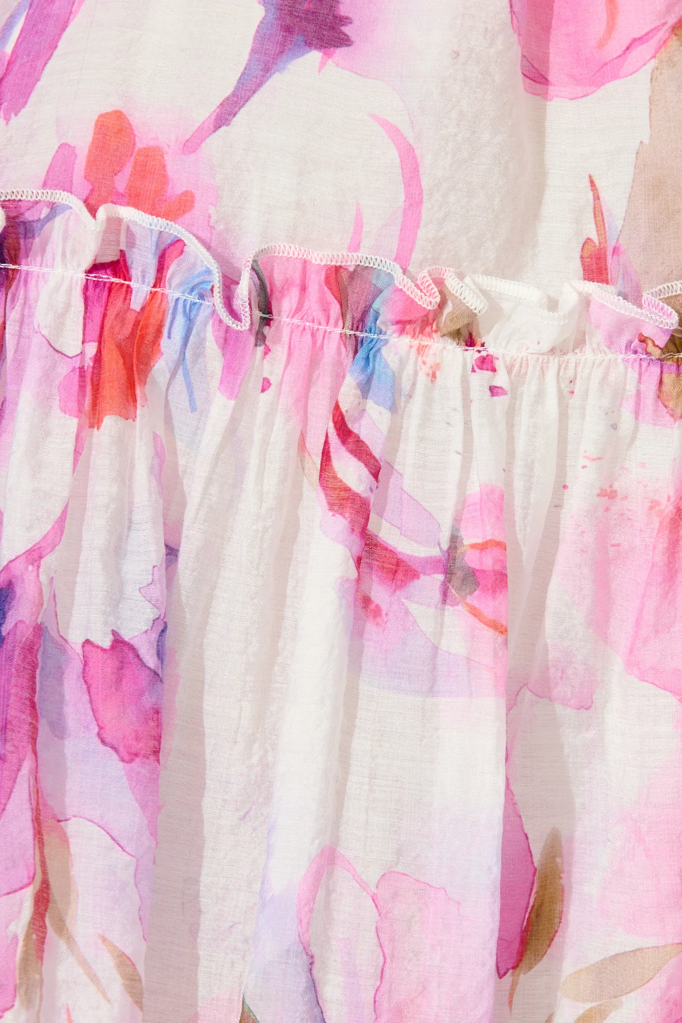 Marielle Dress in White with Pink Watercolour - Image 10