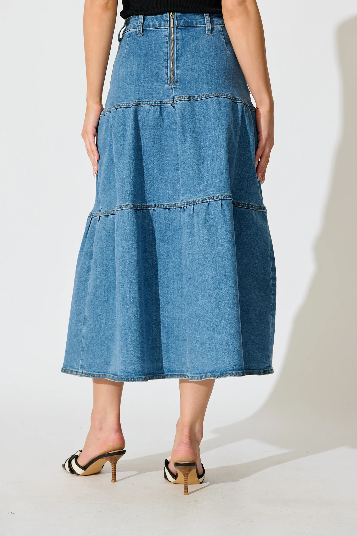 Marlon Maxi Denim Skirt in Blue - Image 3
