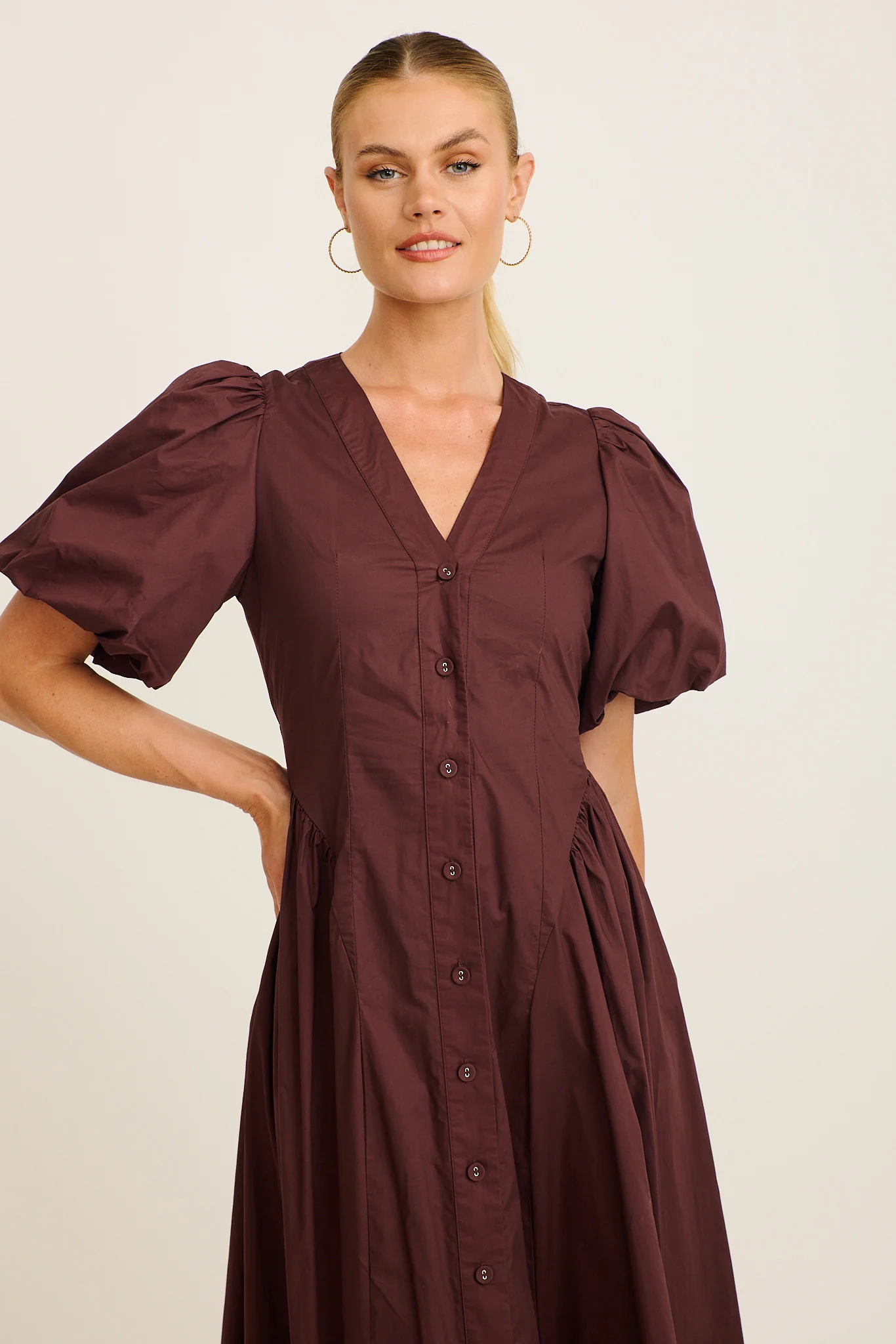 Marna Maxi Dress in Chocolate Cotton - Image 2