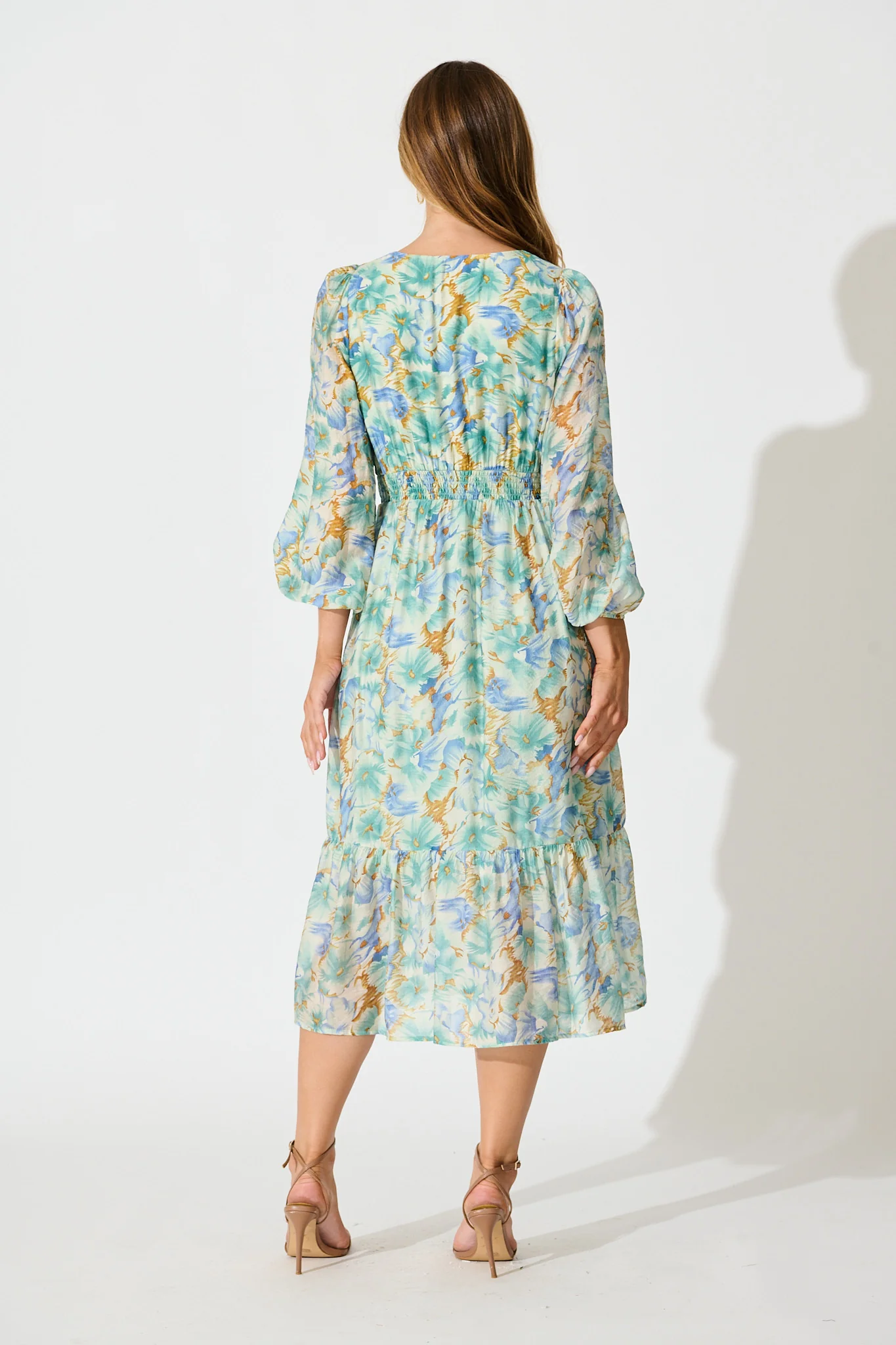 Marrakesh Midi Dress in Green Floral - Image 4