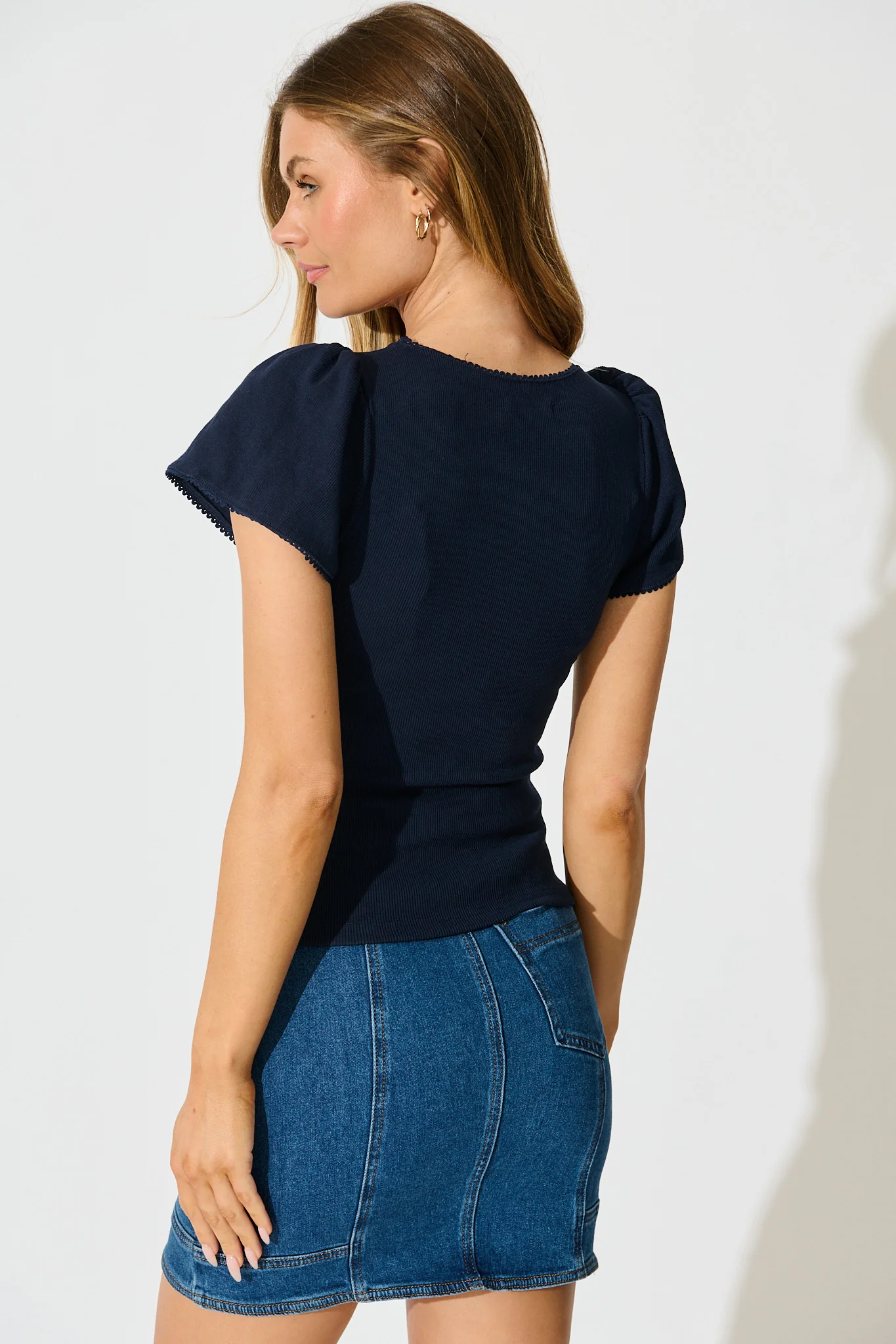 Marsha Top in Navy Cotton - Image 4